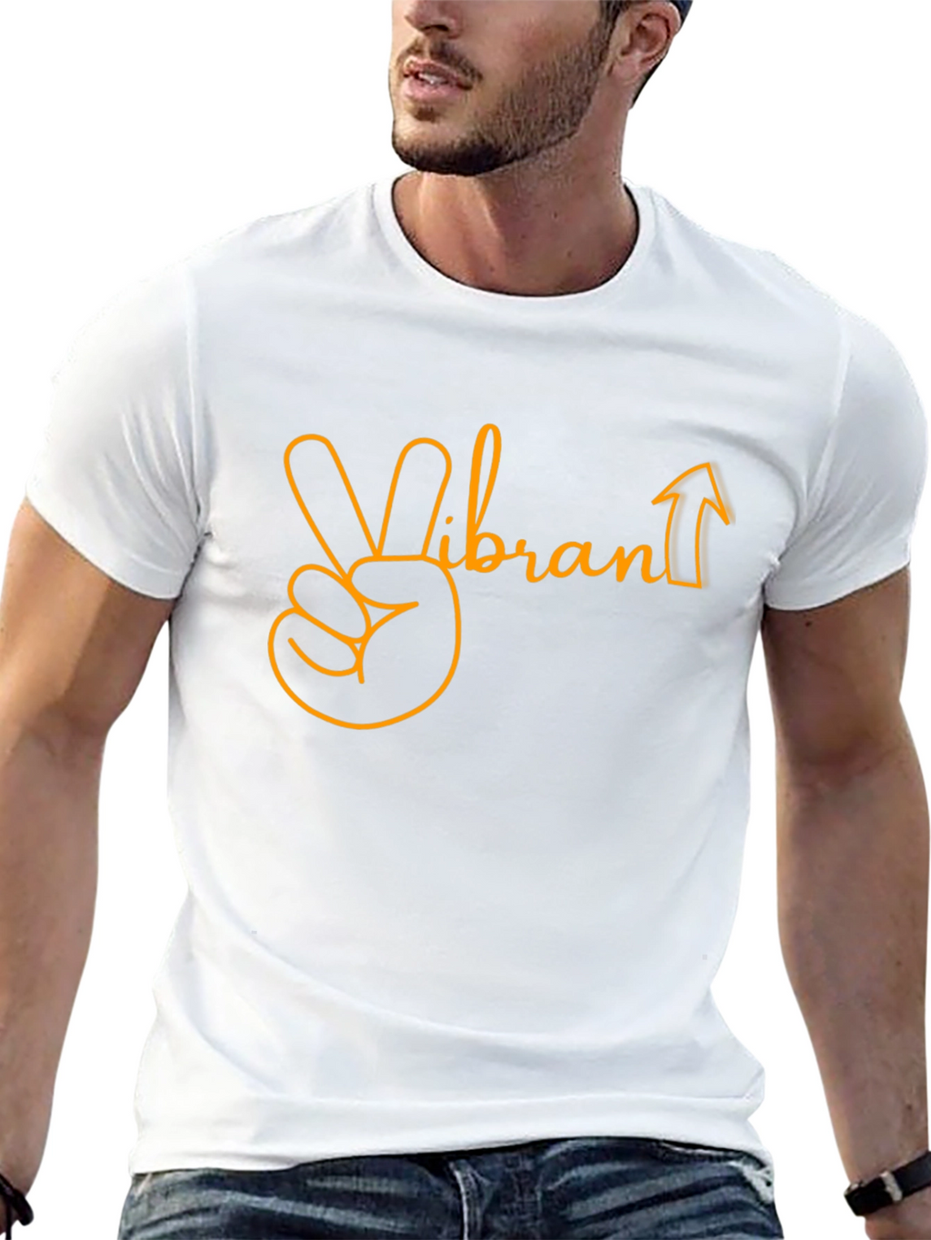 Vibrant Up Graphic Tee - Black Cotton Blend