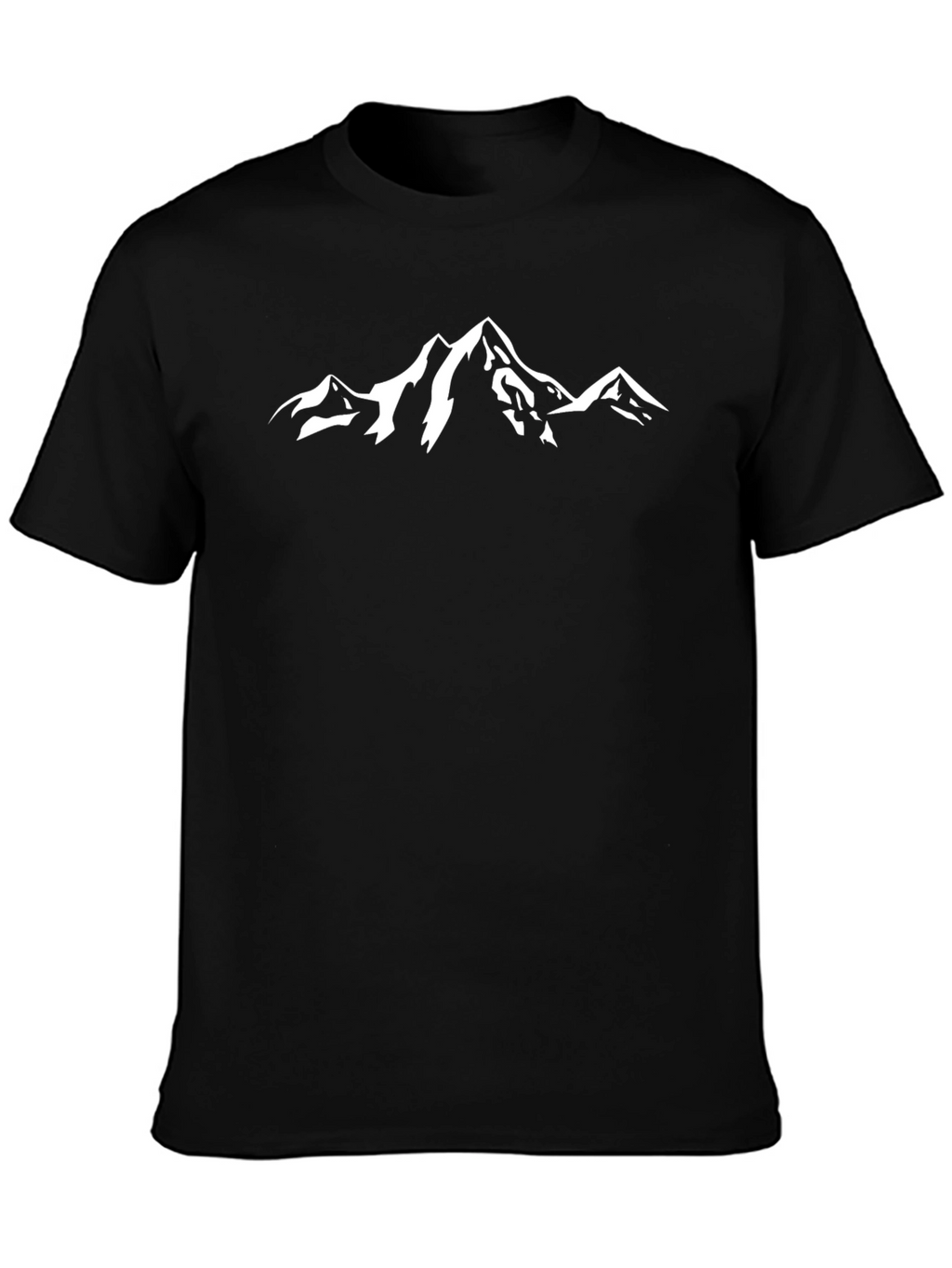 Mountain Peak Graphic Tee - Black Cotton Casual T-Shirt