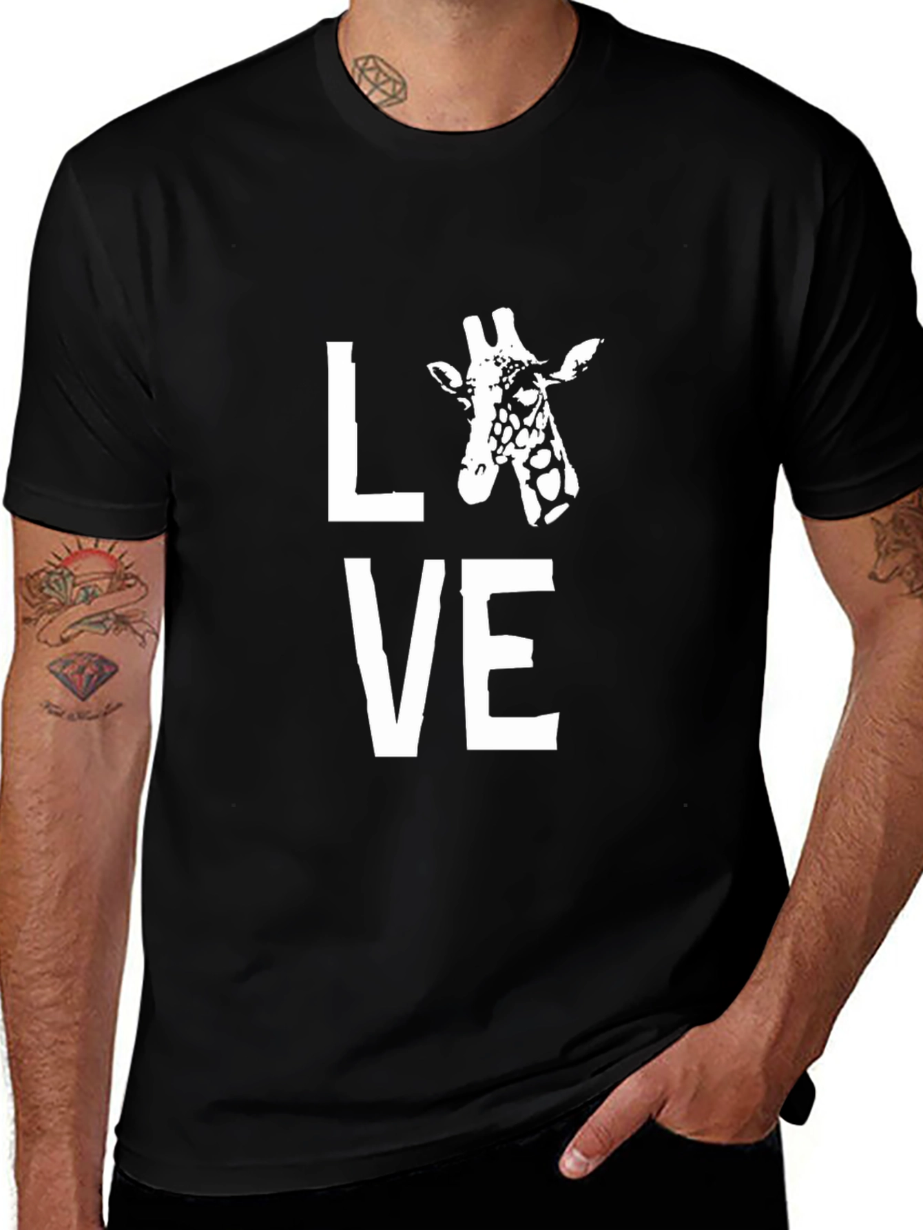 Giraffe Love Graphic Print Mens T-Shirt