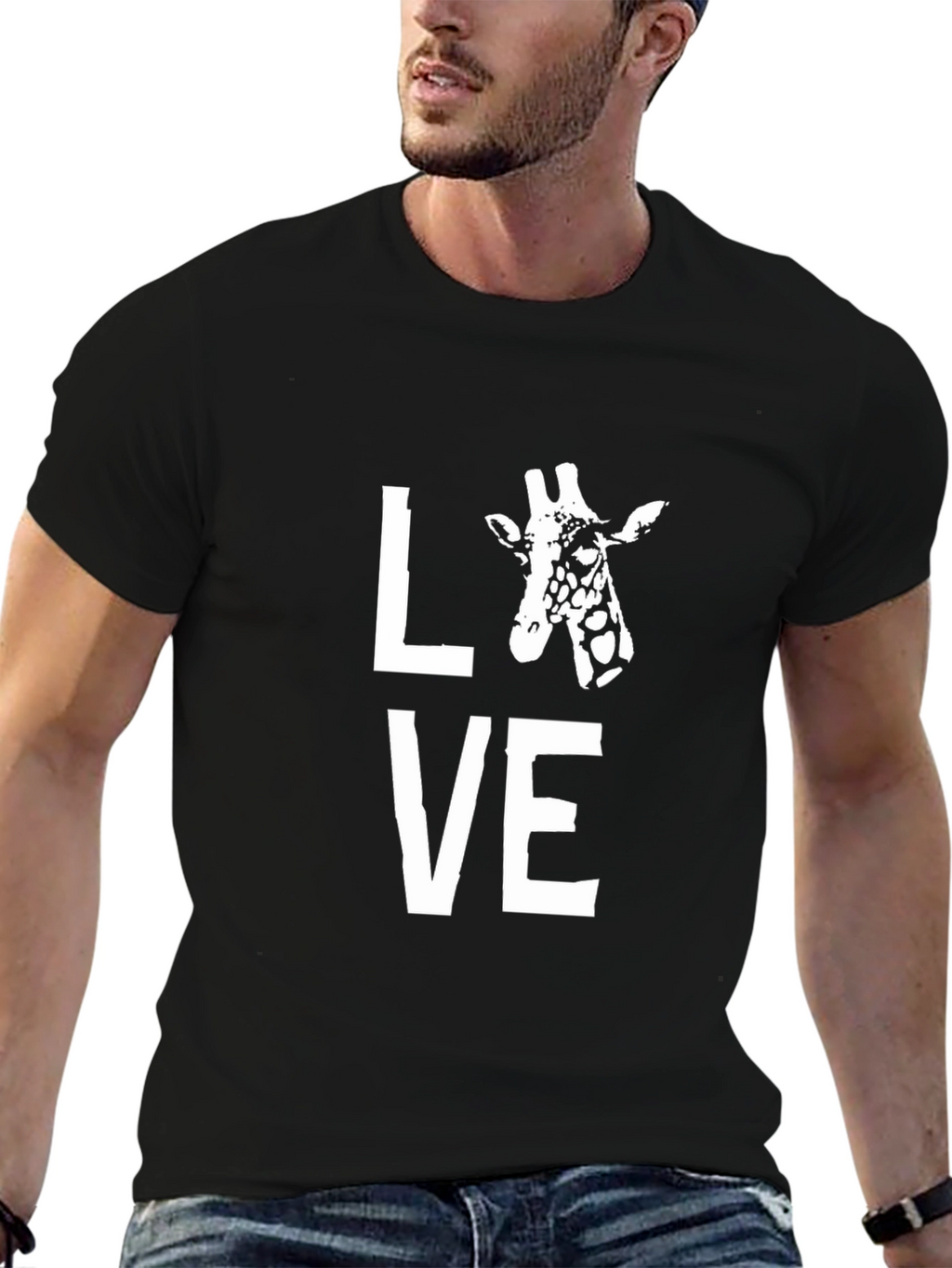 Giraffe Love Graphic Print Mens T-Shirt