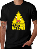Caution Fox Lover Graphic T-Shirt - Unisex Crew Neck