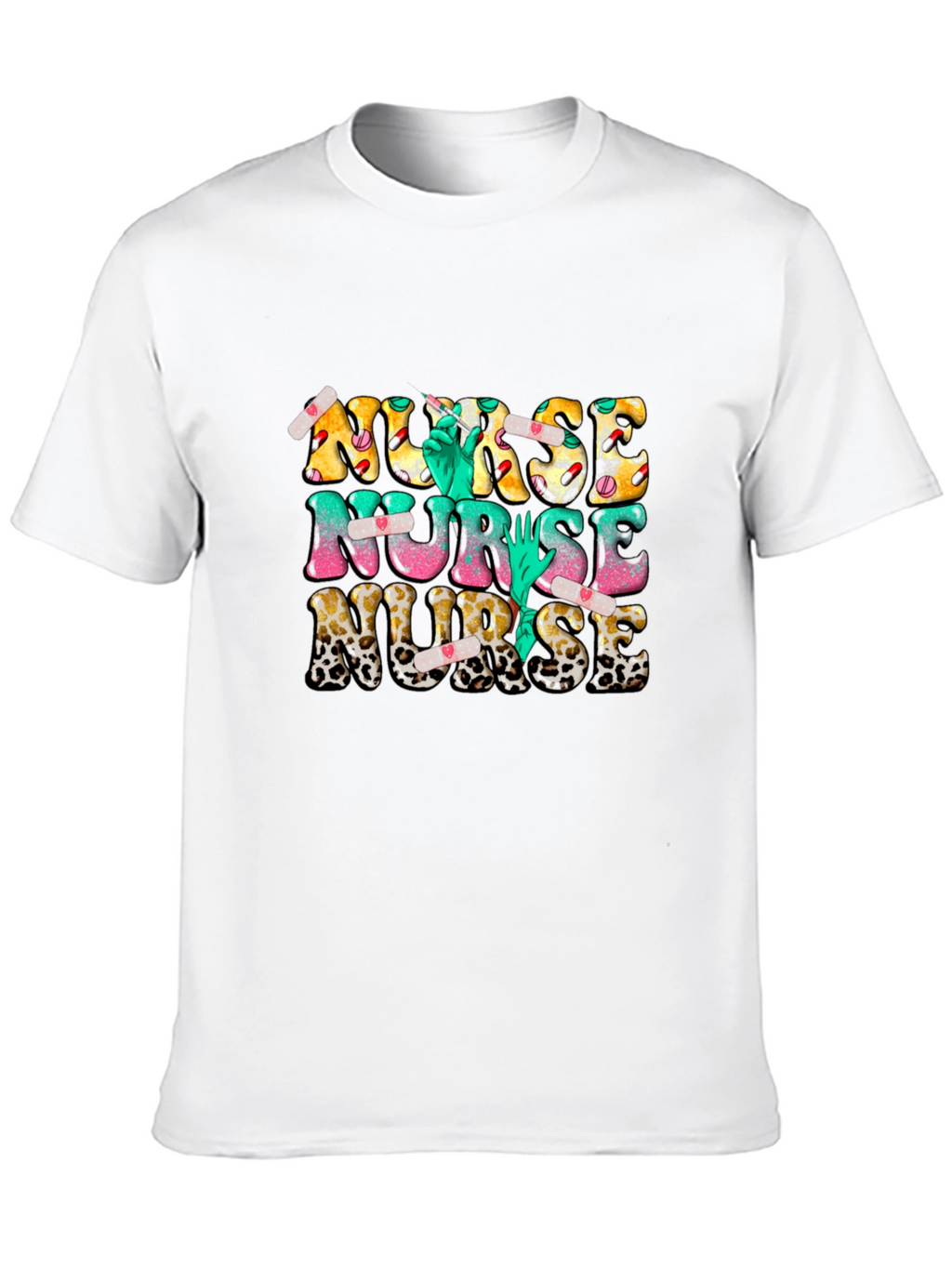 Novelty Nurse T-Shirt - Leopard Print & Graphics