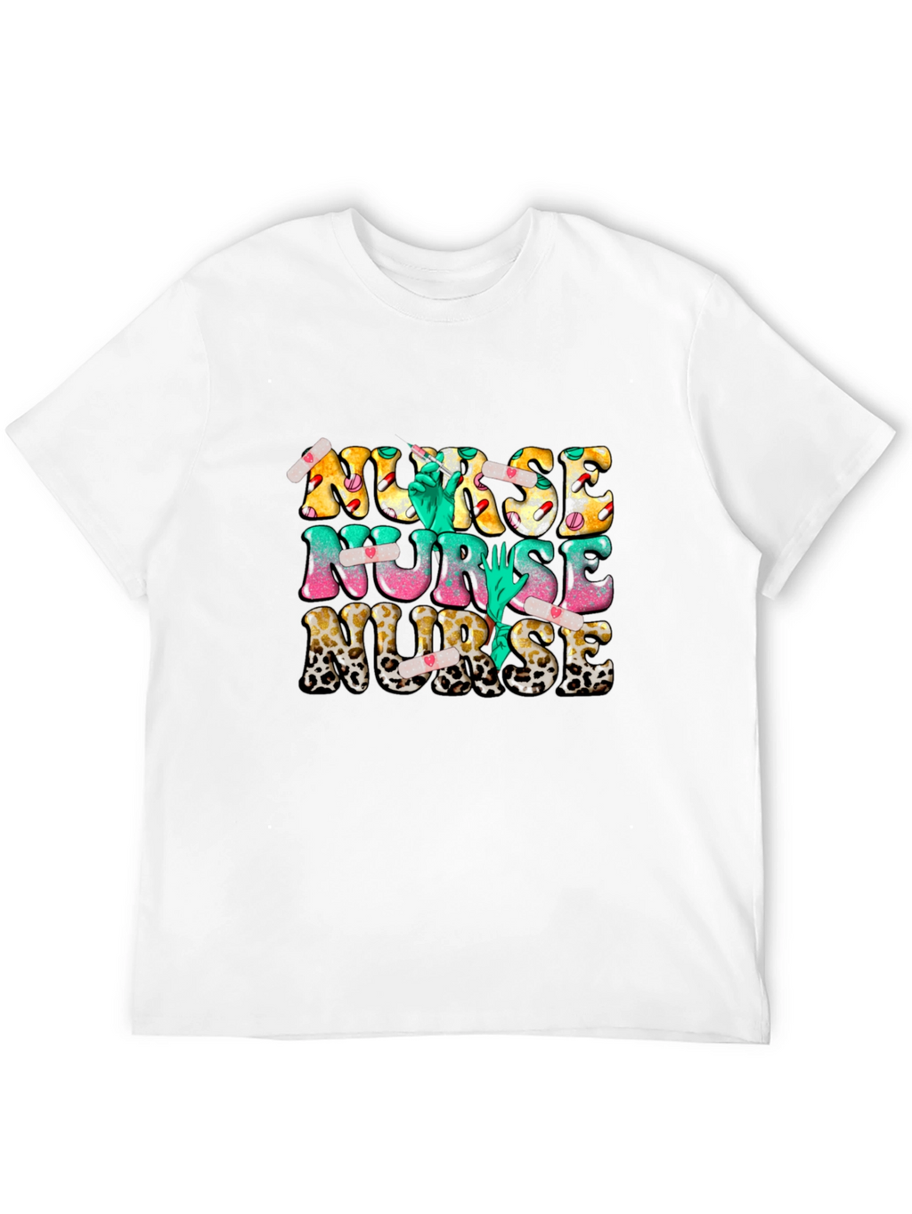 Novelty Nurse T-Shirt - Leopard Print & Graphics