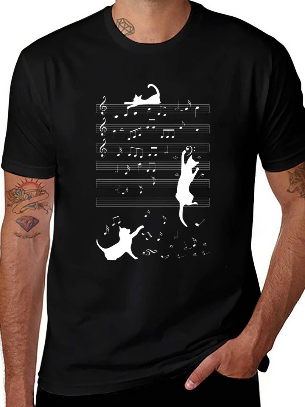 Musical Cats T-Shirt - Black