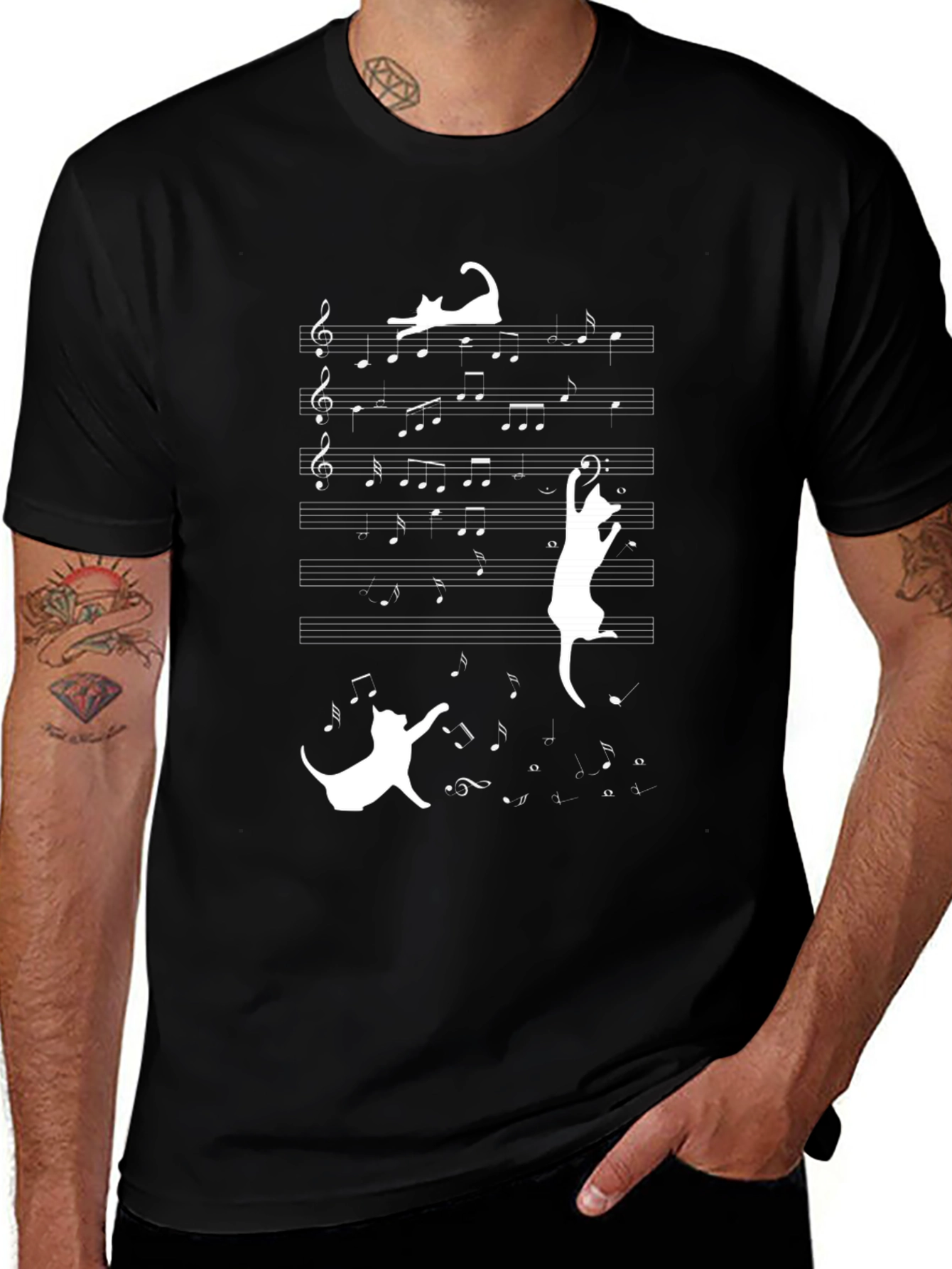 Musical Cats T-Shirt - Black