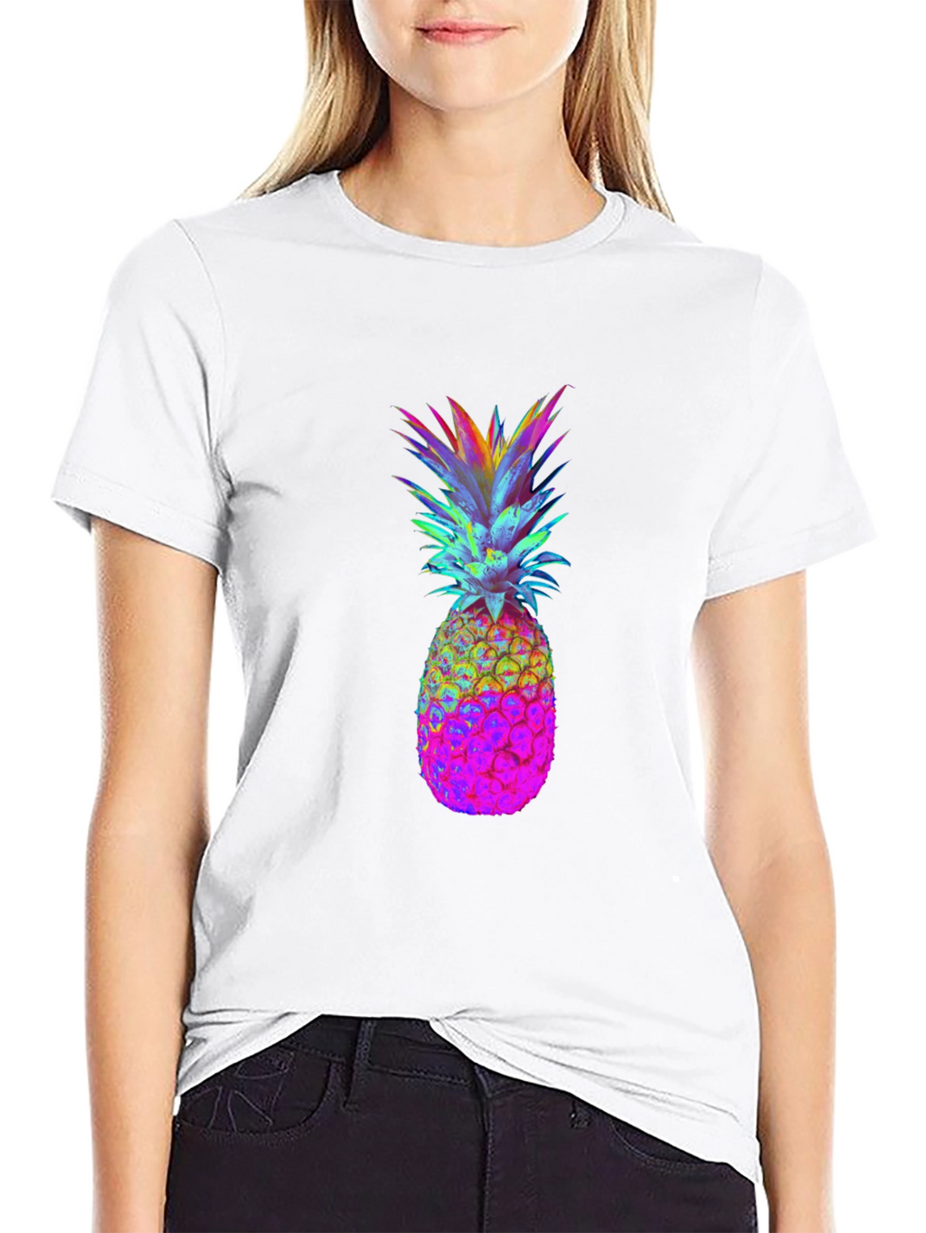 Rainbow Pineapple Graphic Tee - Black
