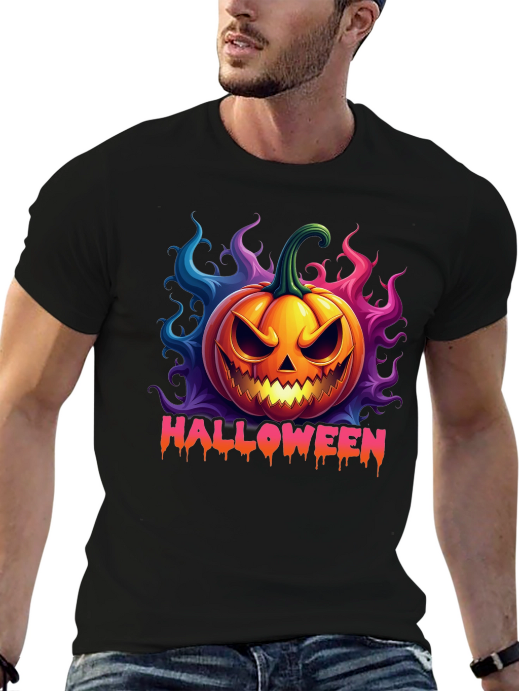 Halloween Pumpkin T-Shirt - Scary Jack O Lantern Design