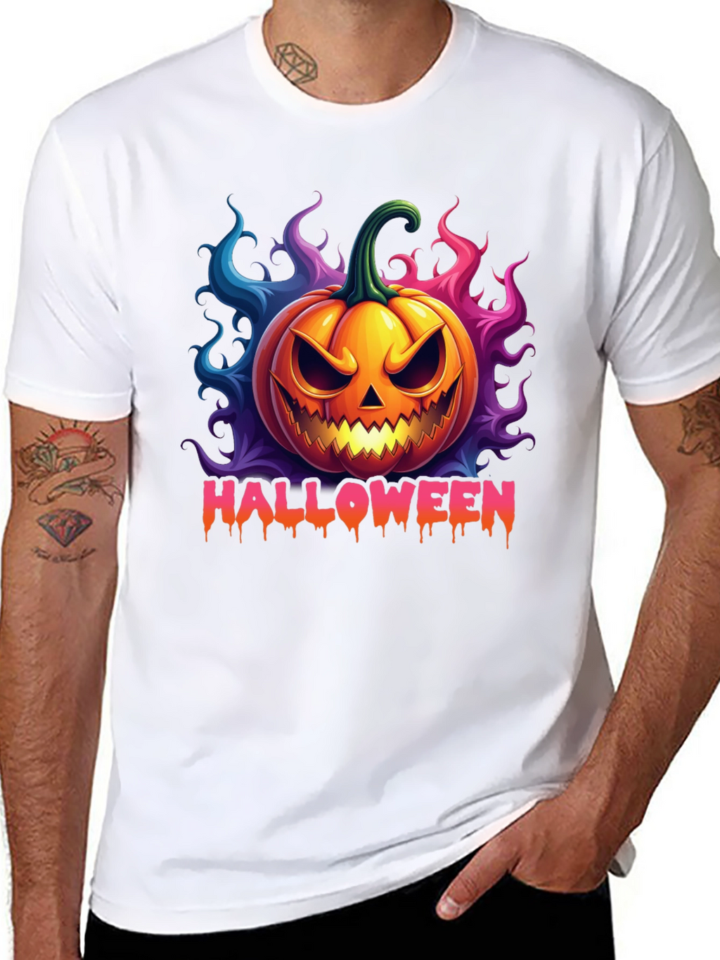 Halloween Pumpkin T-Shirt - Scary Jack O Lantern Design