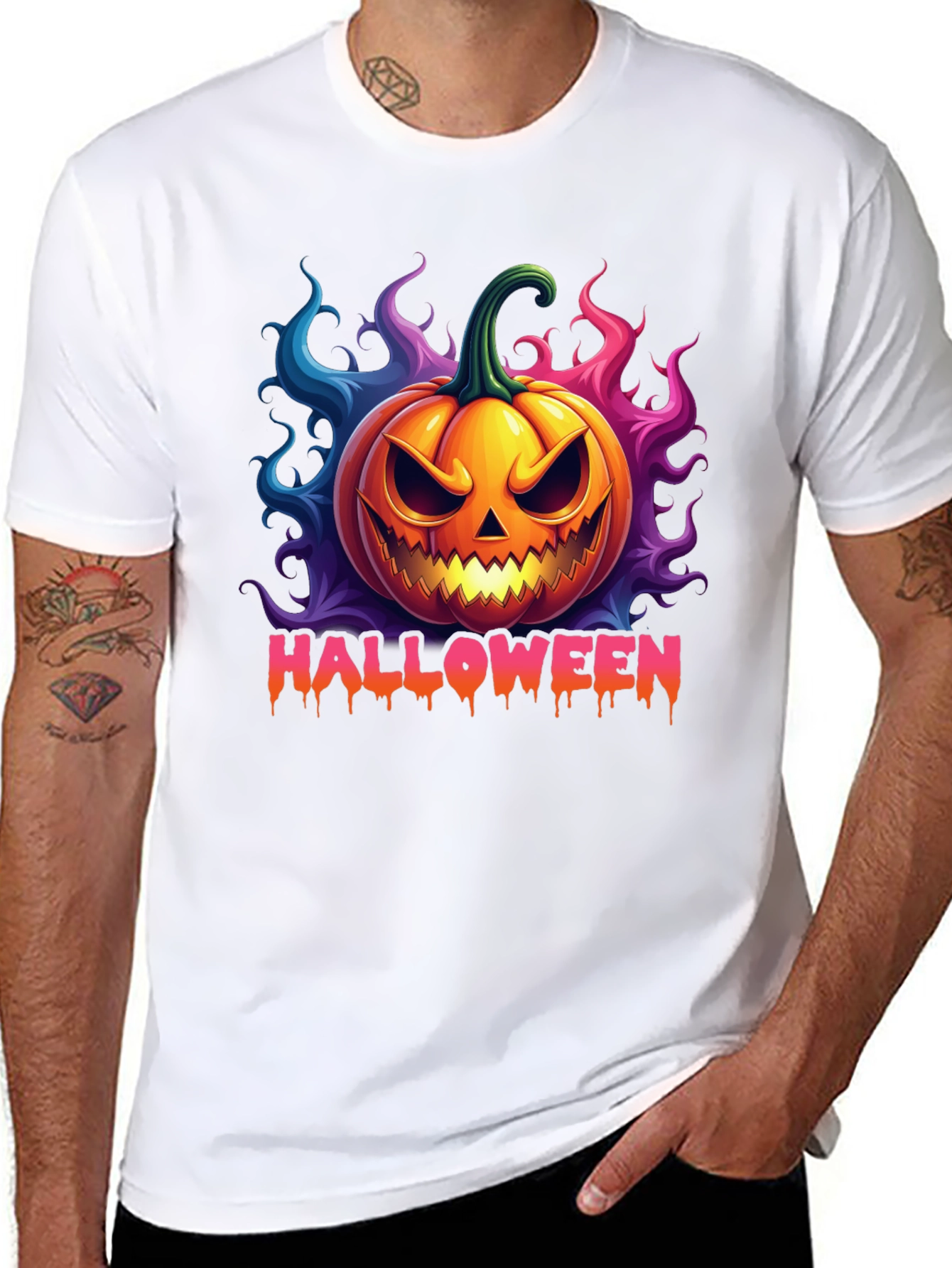 Halloween Pumpkin T-Shirt - Scary Jack O Lantern Design