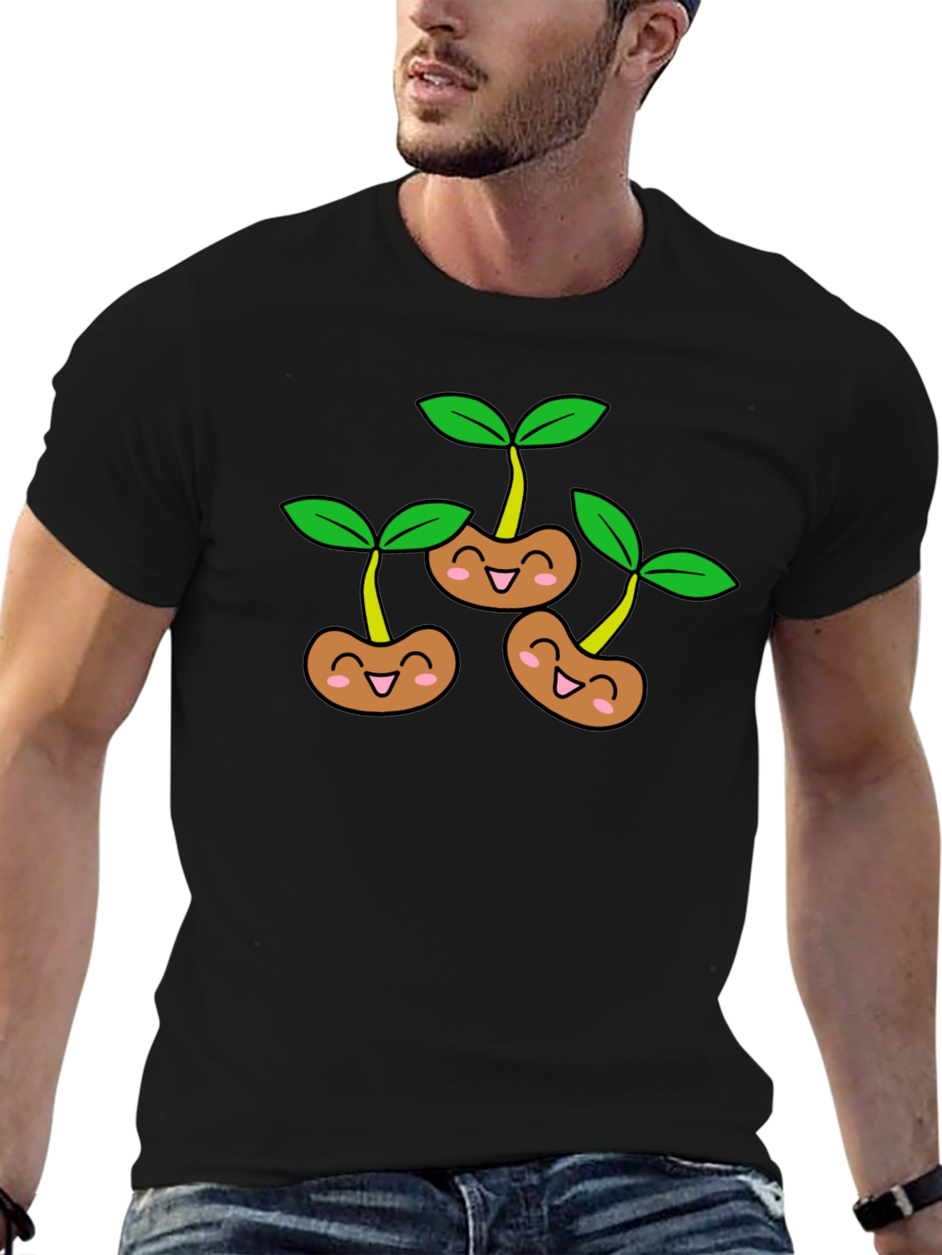 Cute Sprout Graphic T-Shirt - Black