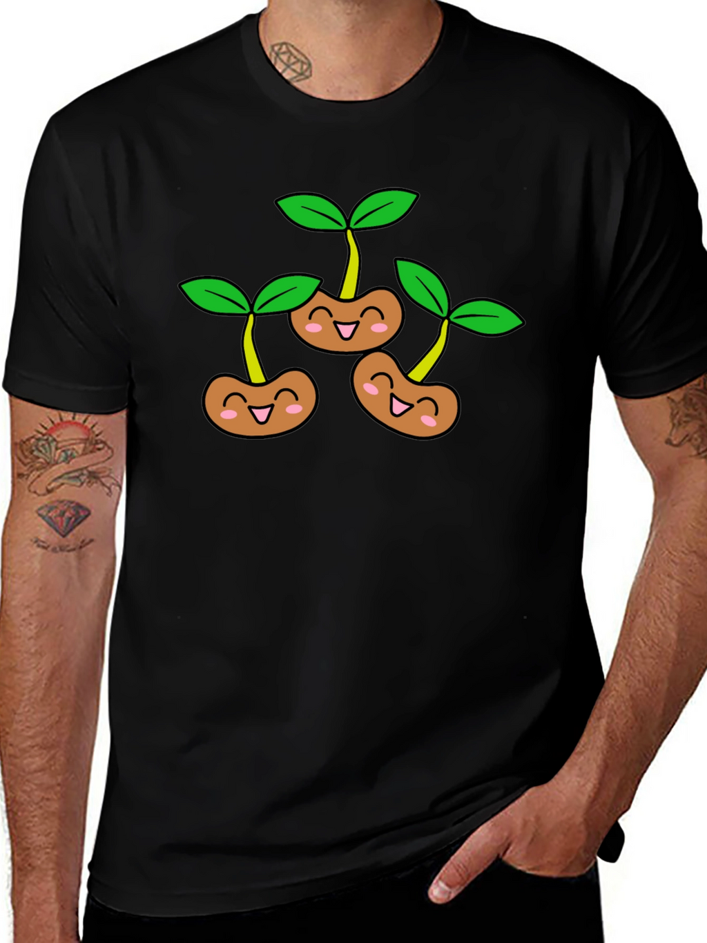 Cute Sprout Graphic T-Shirt - Black