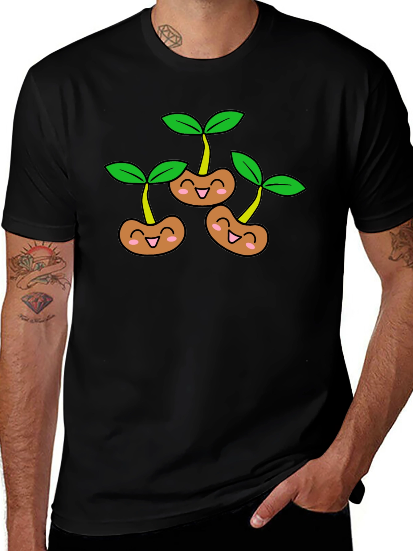 Cute Sprout Graphic T-Shirt - Black