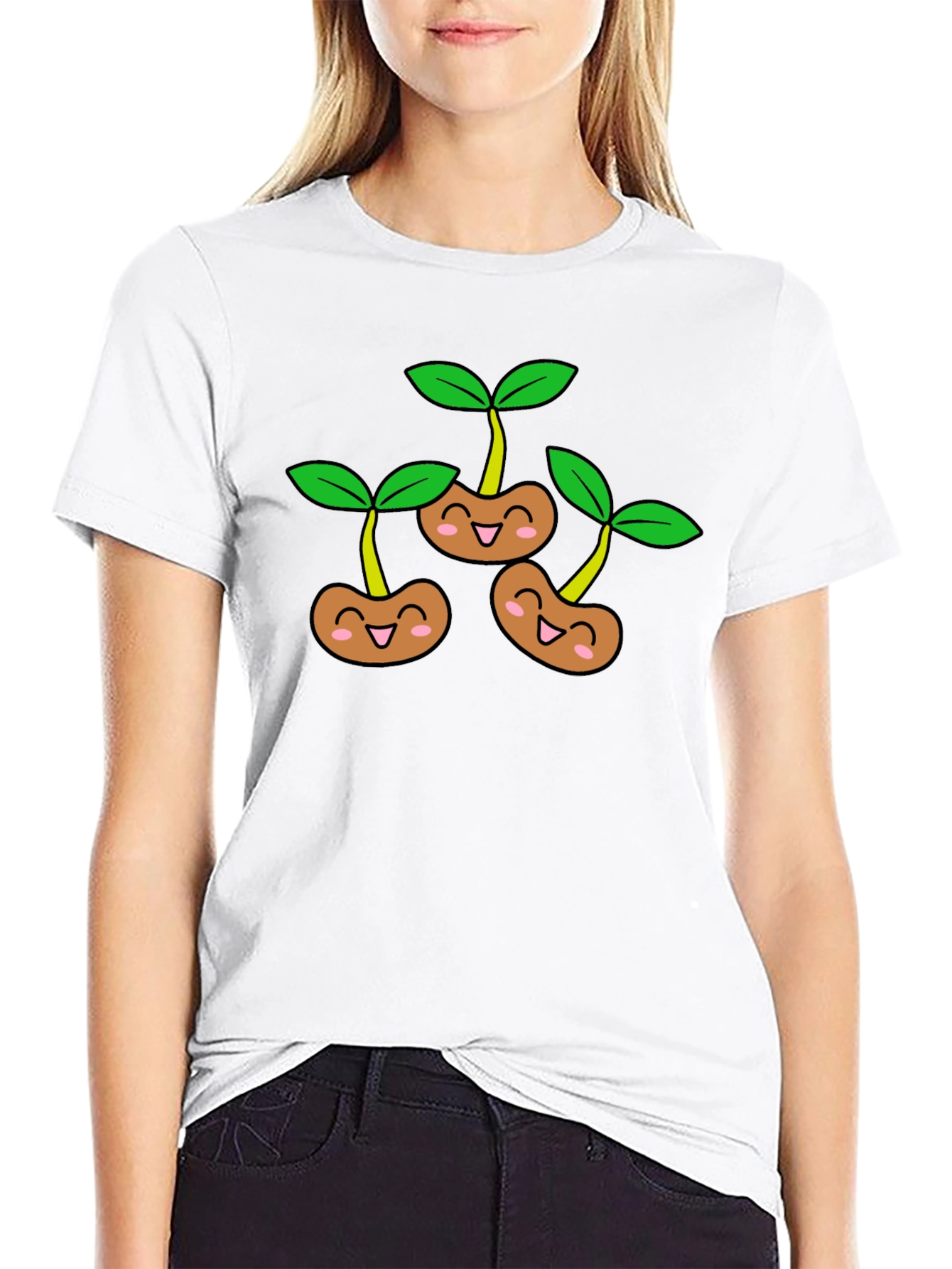 Cute Sprout Graphic T-Shirt - Black