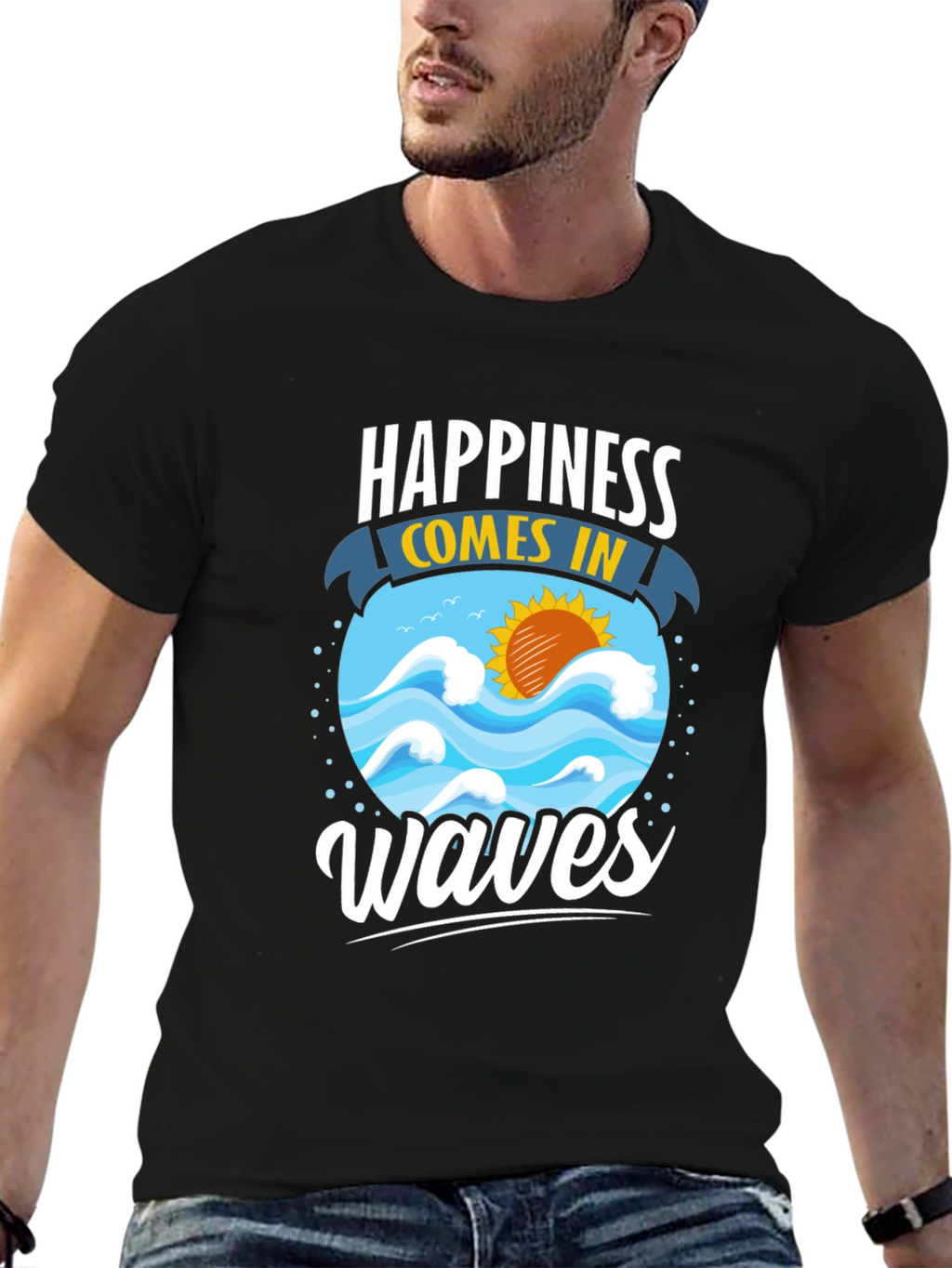 Happiness Comes in Waves Graphic Tee