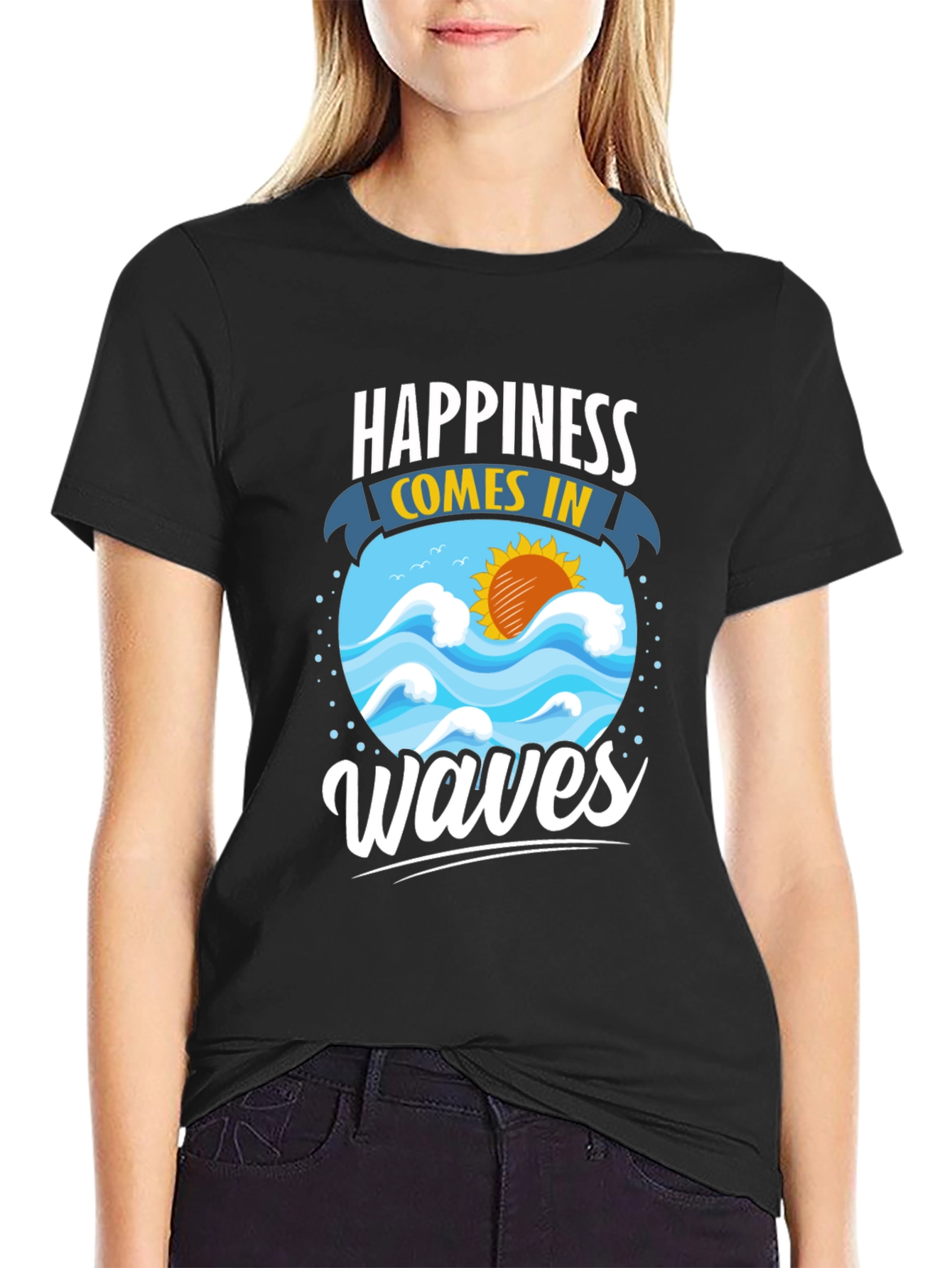 Happiness Comes in Waves Graphic Tee