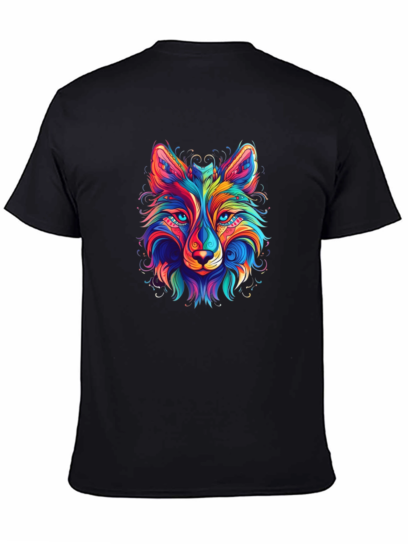Colorful Wolf Graphic Print T-Shirt