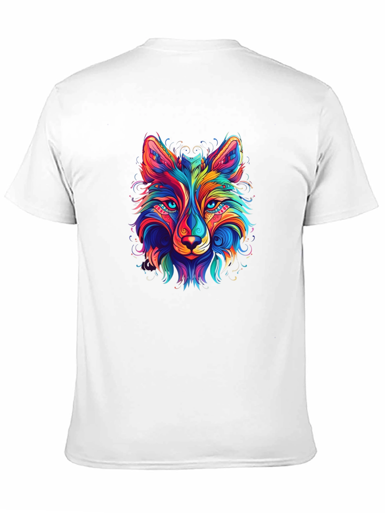 Colorful Wolf Graphic Print T-Shirt