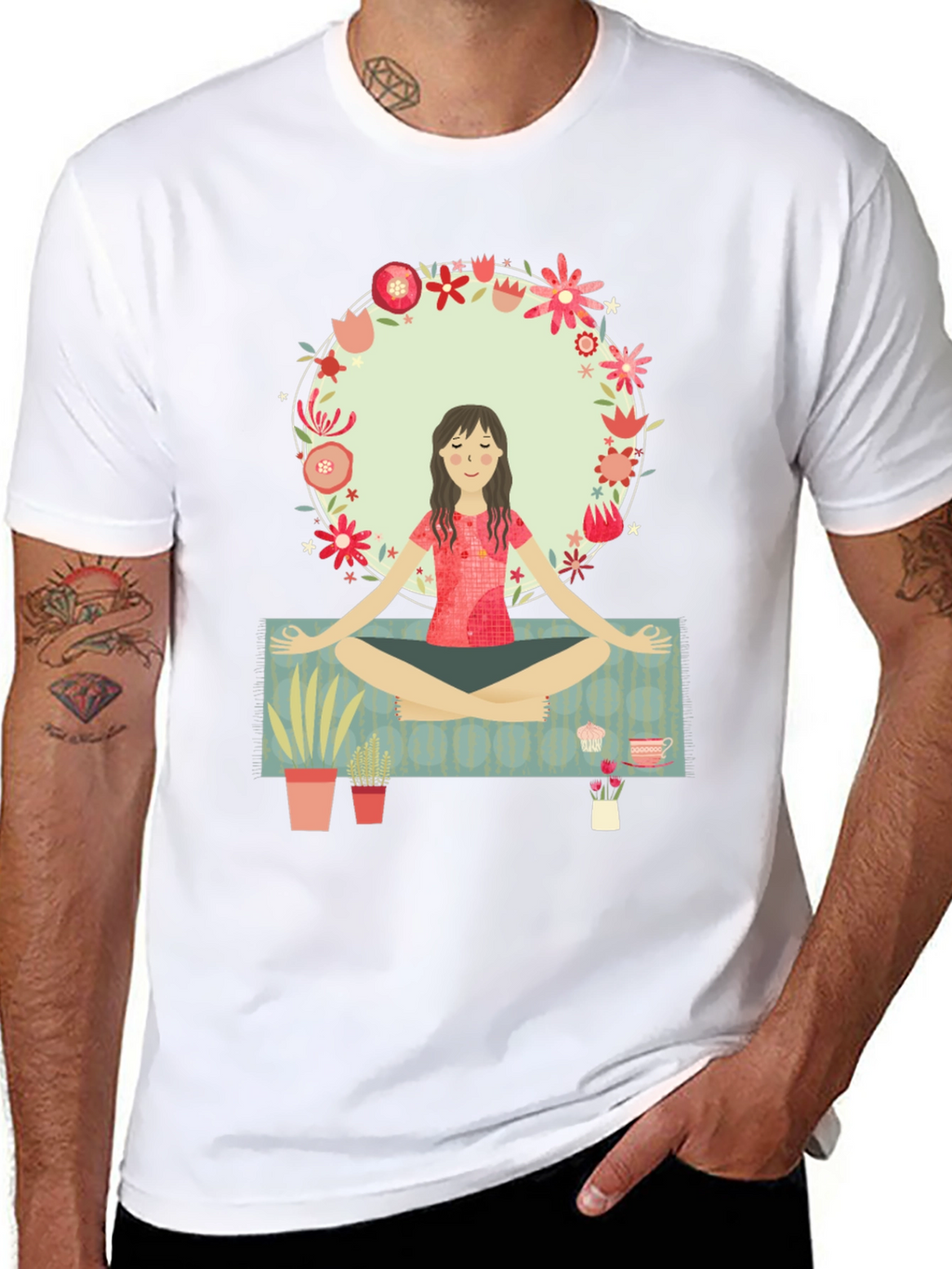Yoga Girl Flower Circle Graphic Tee