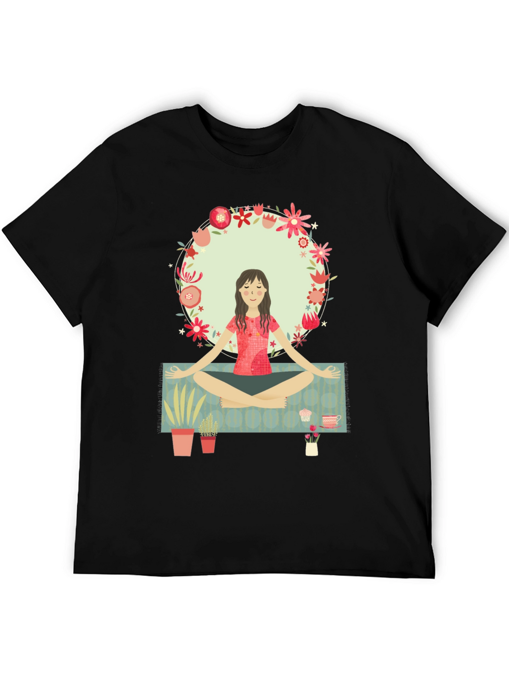 Yoga Girl Flower Circle Graphic Tee