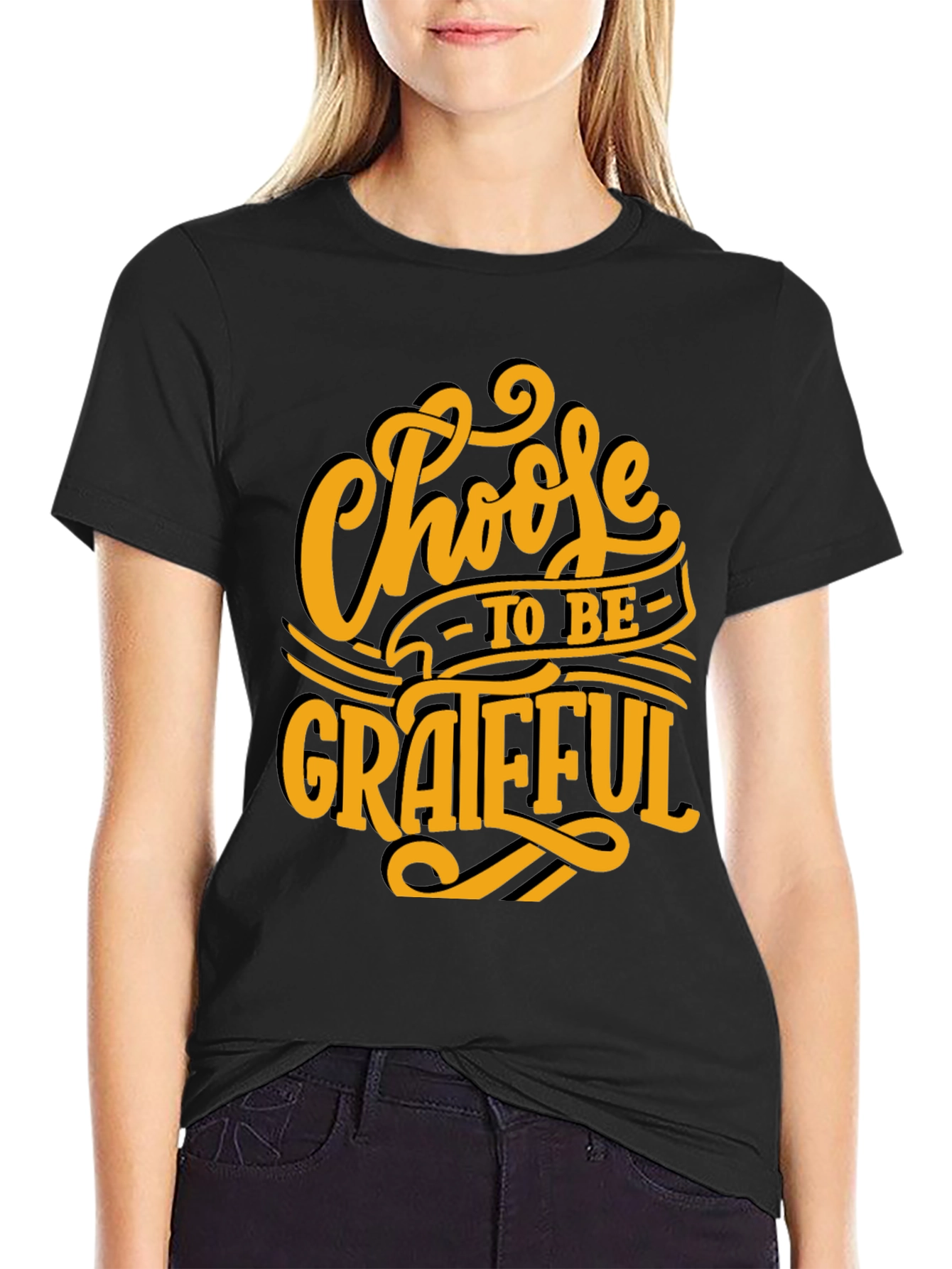 Choose to be Grateful Graphic Tee - Black Cotton T-Shirt