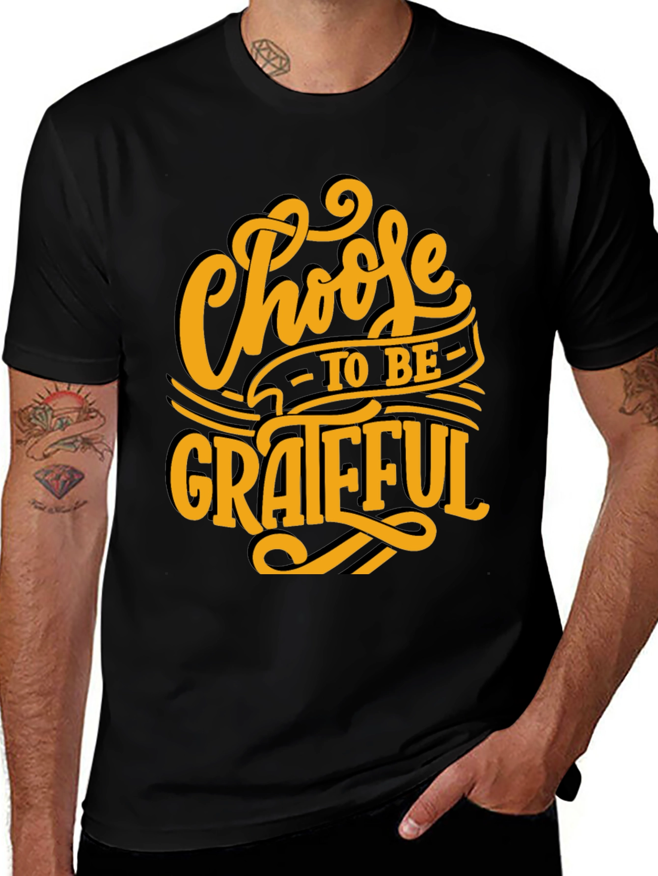 Choose to be Grateful Graphic Tee - Black Cotton T-Shirt