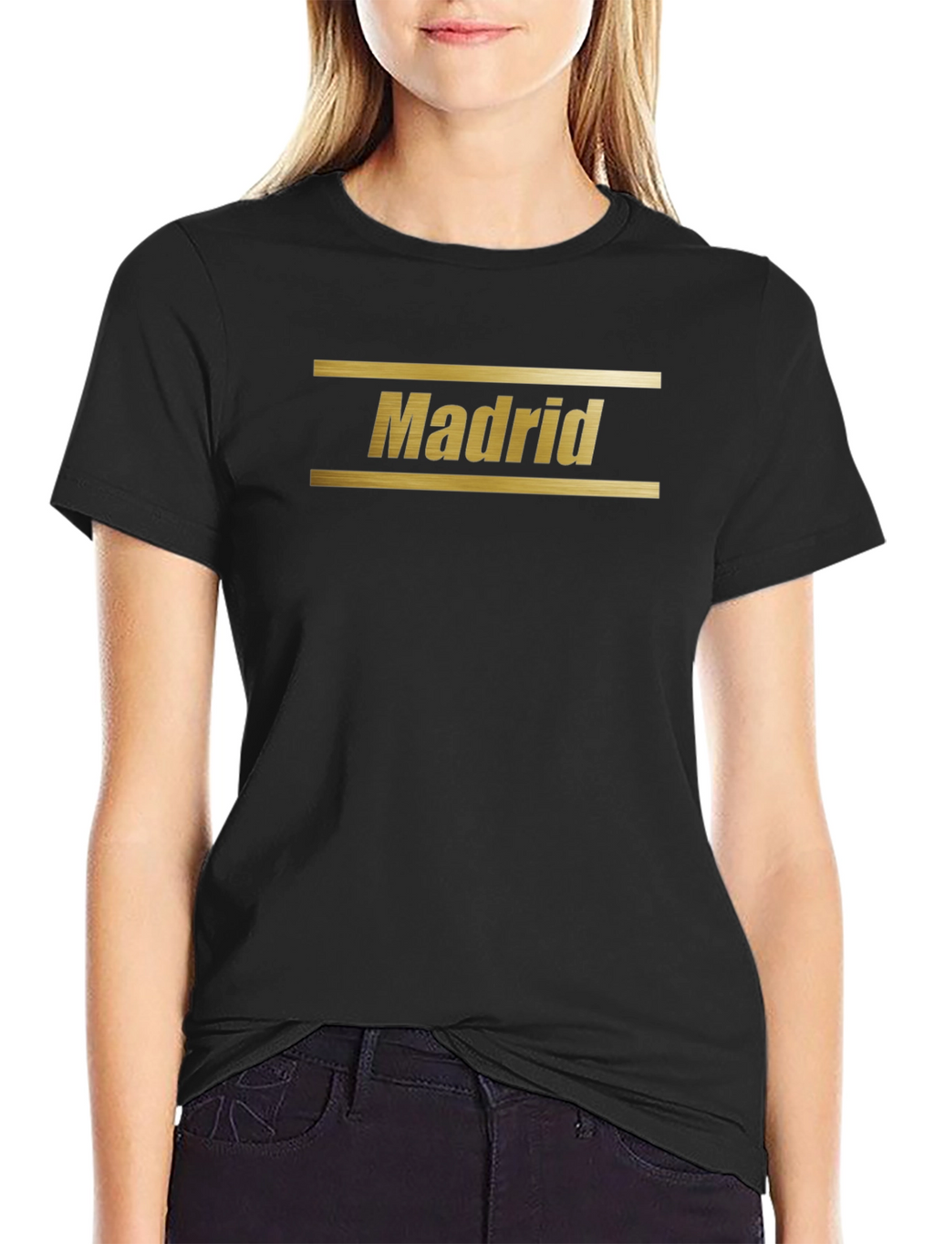 Madrid Graphic Tee - Gold Lettering Black Shirt