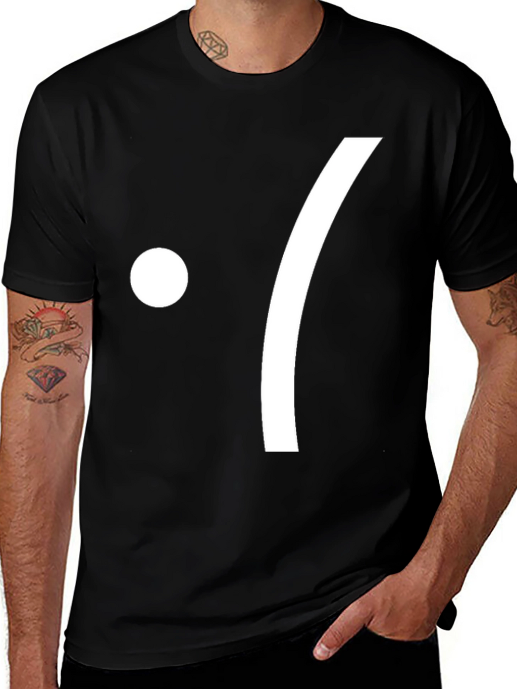 Minimalist Sad Face Black Tee
