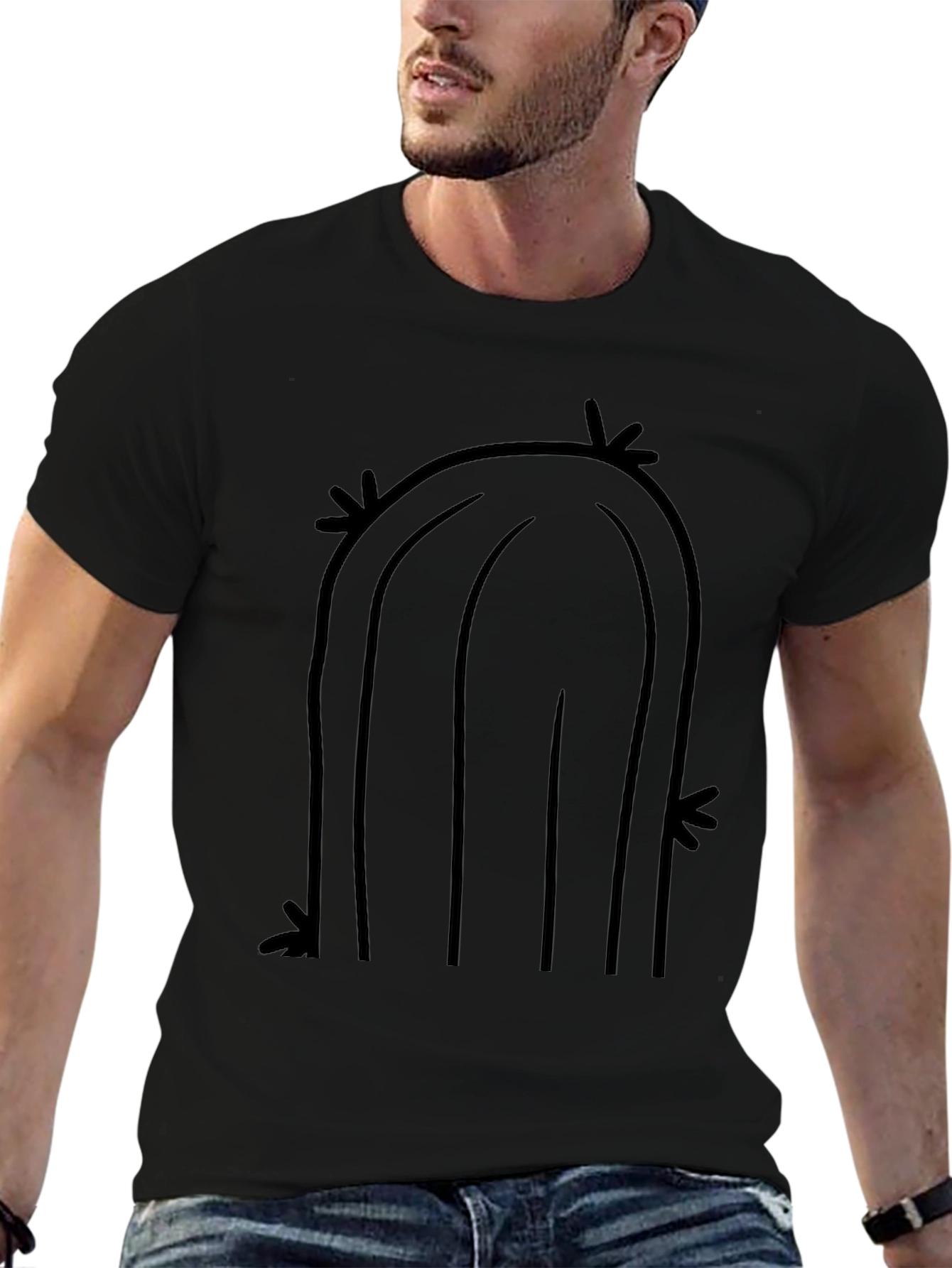 Cool Cactus Graphic Tee - Black Cotton T-Shirt