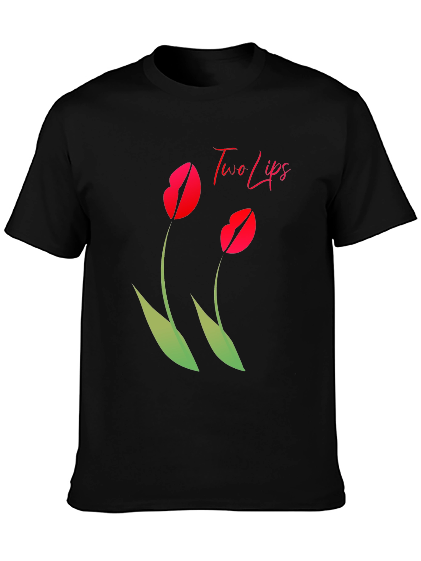 Two Lips Graphic T-Shirt - Stylish Black Tee