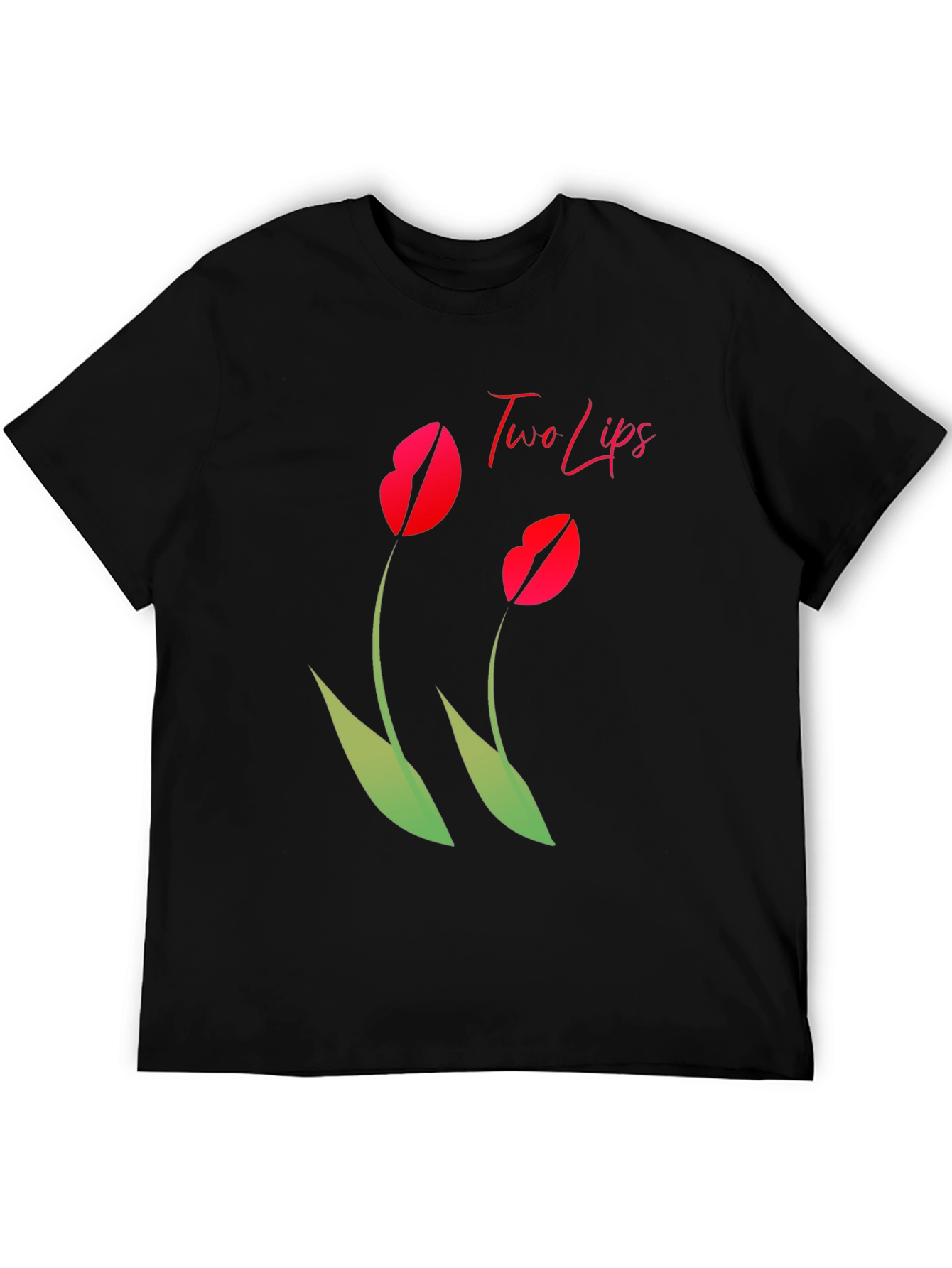 Two Lips Graphic T-Shirt - Stylish Black Tee