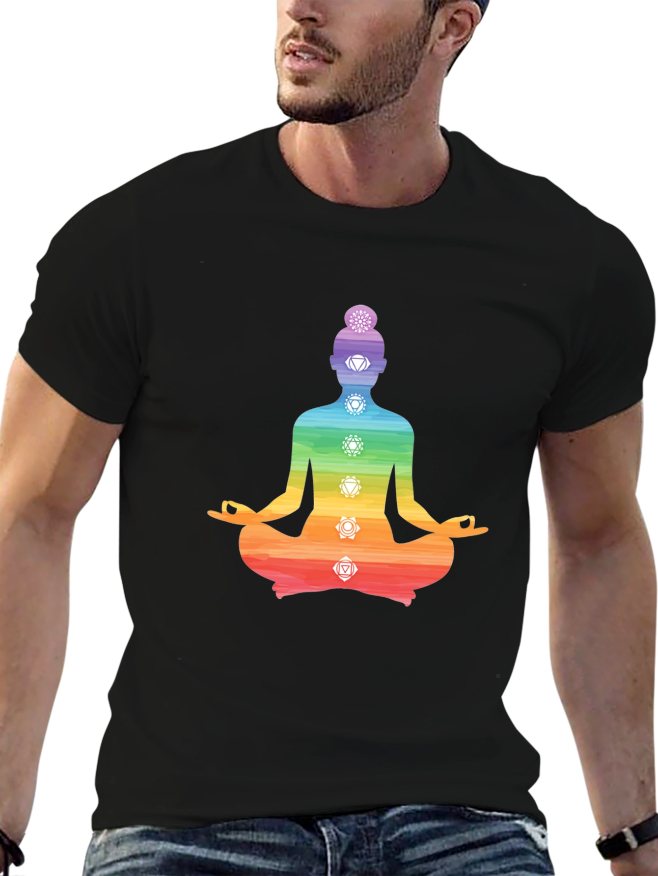 Chakra Meditation T-Shirt - Black Yoga Tee