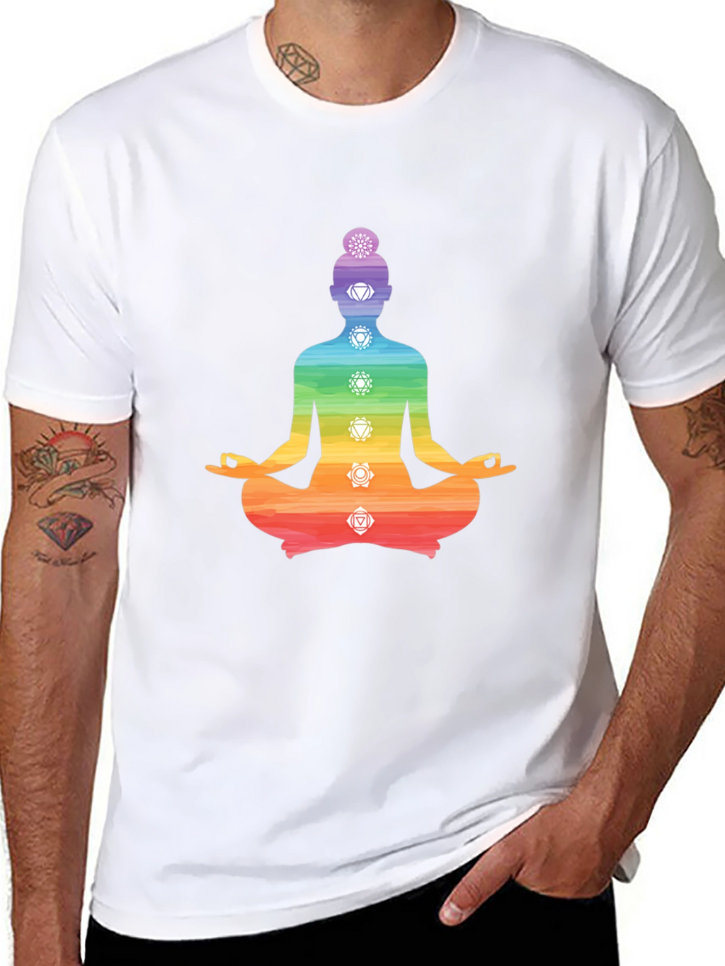 Chakra Meditation T-Shirt - Black Yoga Tee