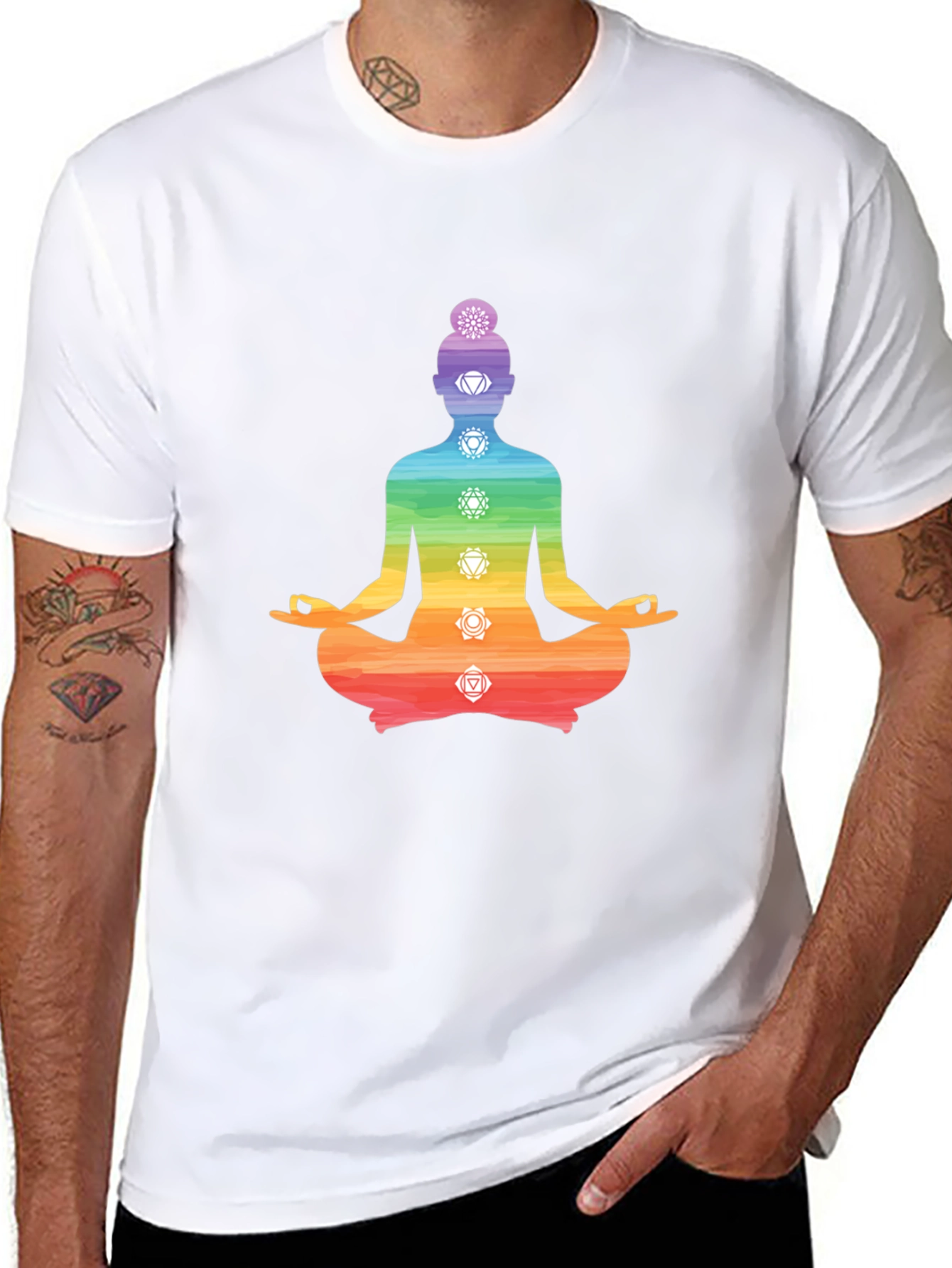 Chakra Meditation T-Shirt - Black Yoga Tee