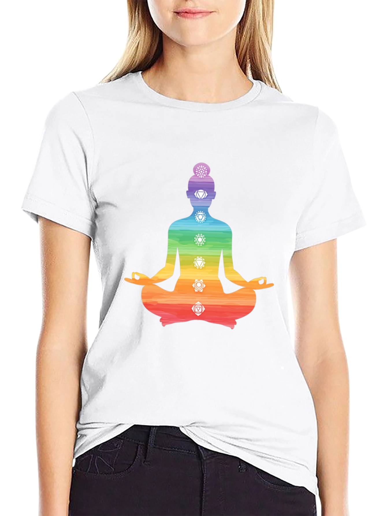 Chakra Meditation T-Shirt - Black Yoga Tee