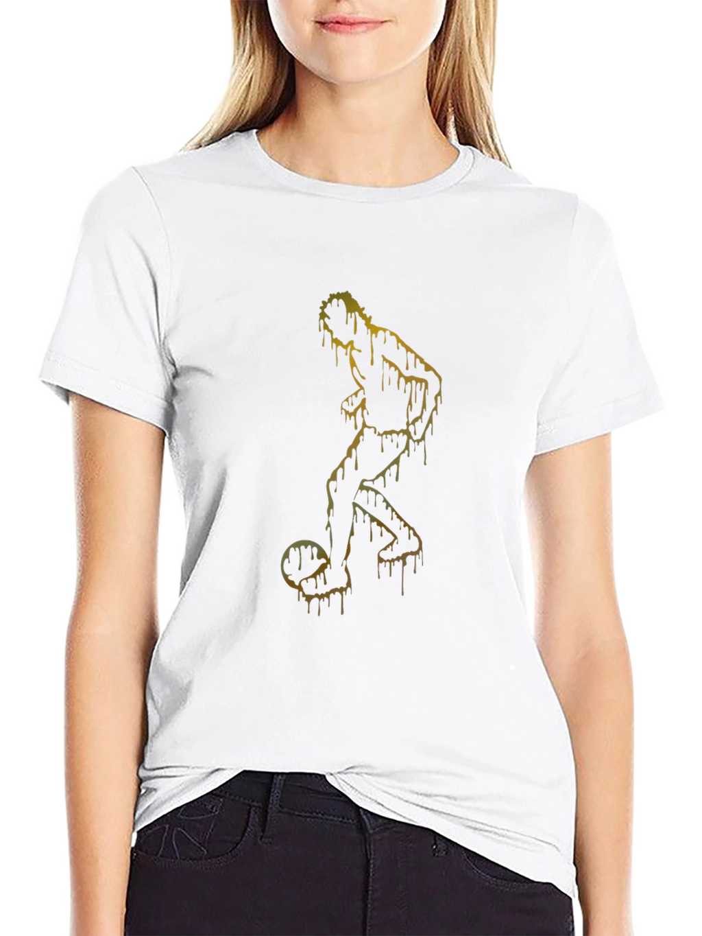 Dripping Soccer Player Graphic T-Shirt
