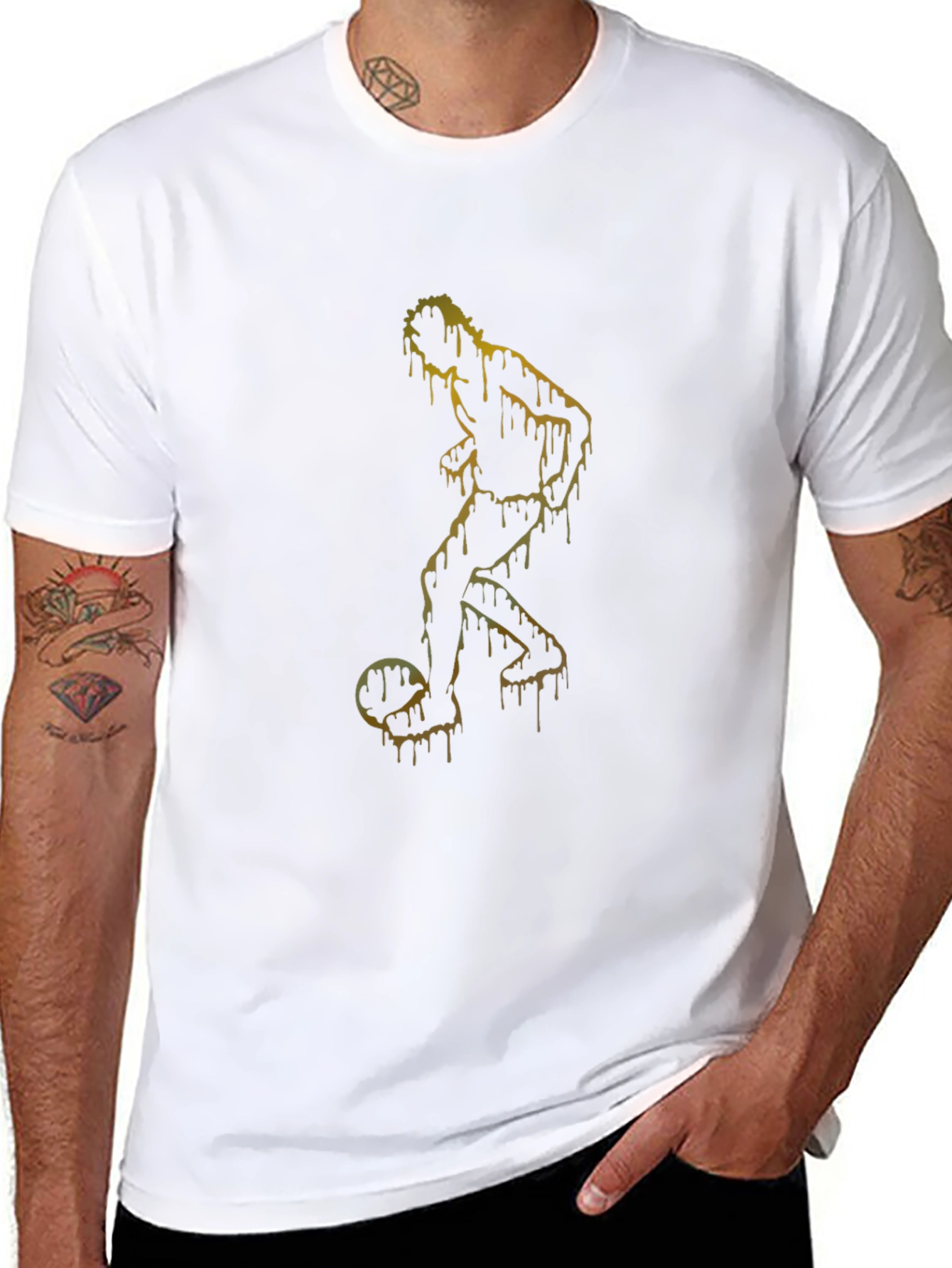 Dripping Soccer Player Graphic T-Shirt