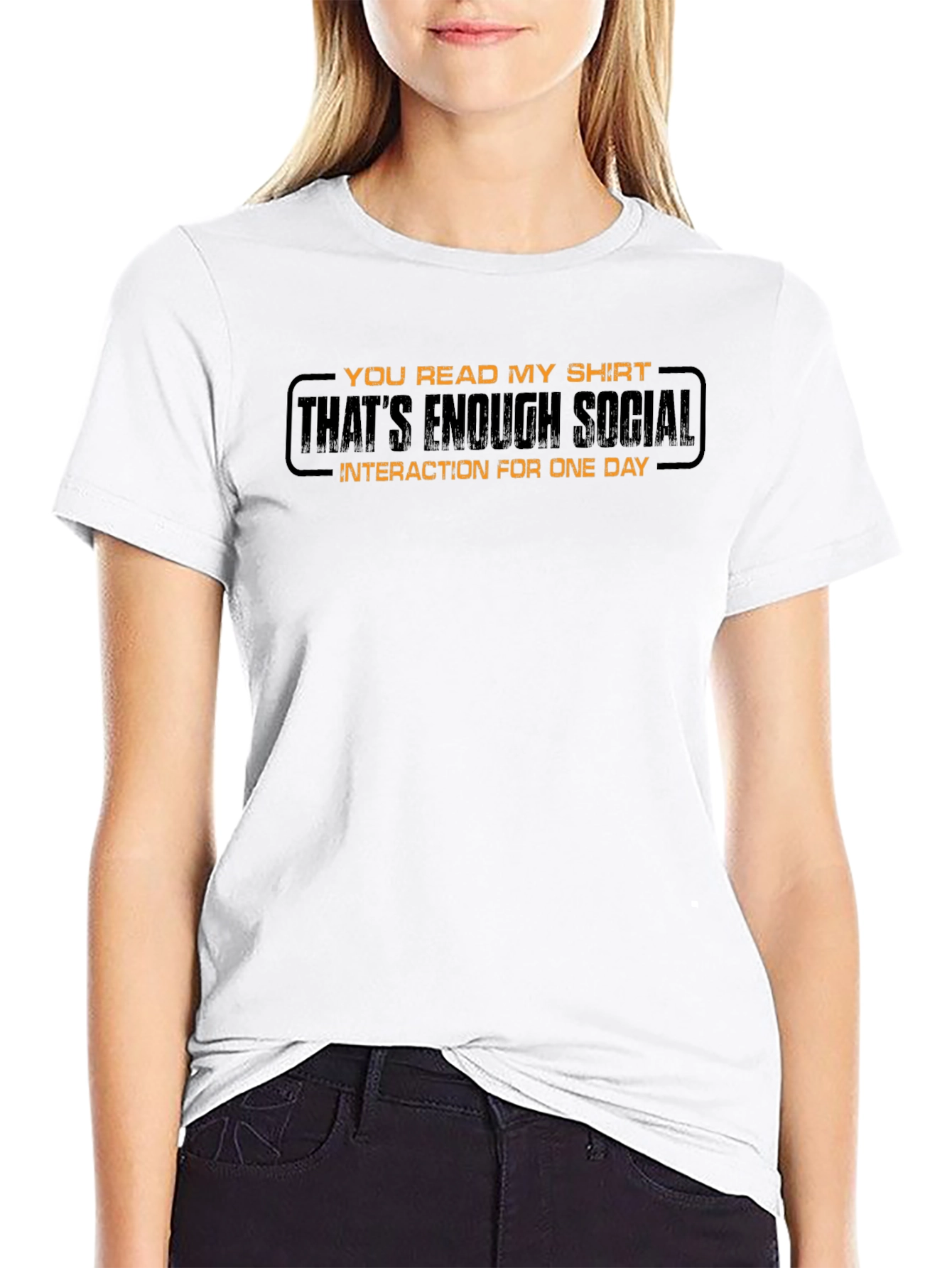 Funny Sarcastic Enough Social Black T-Shirt