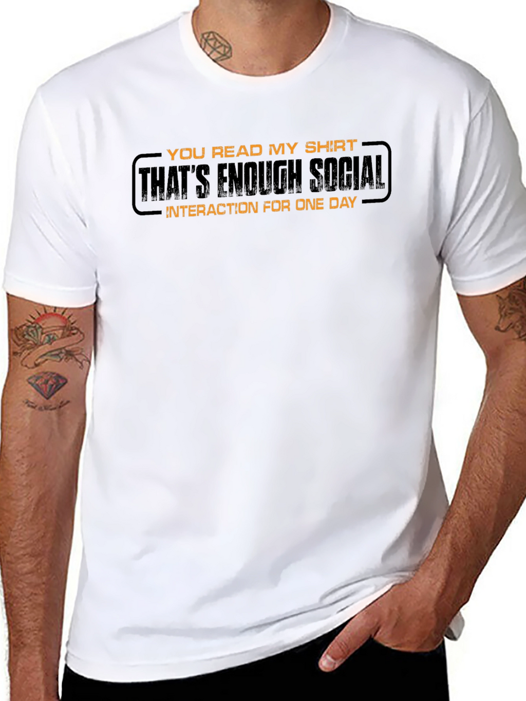 Funny Sarcastic Enough Social Black T-Shirt