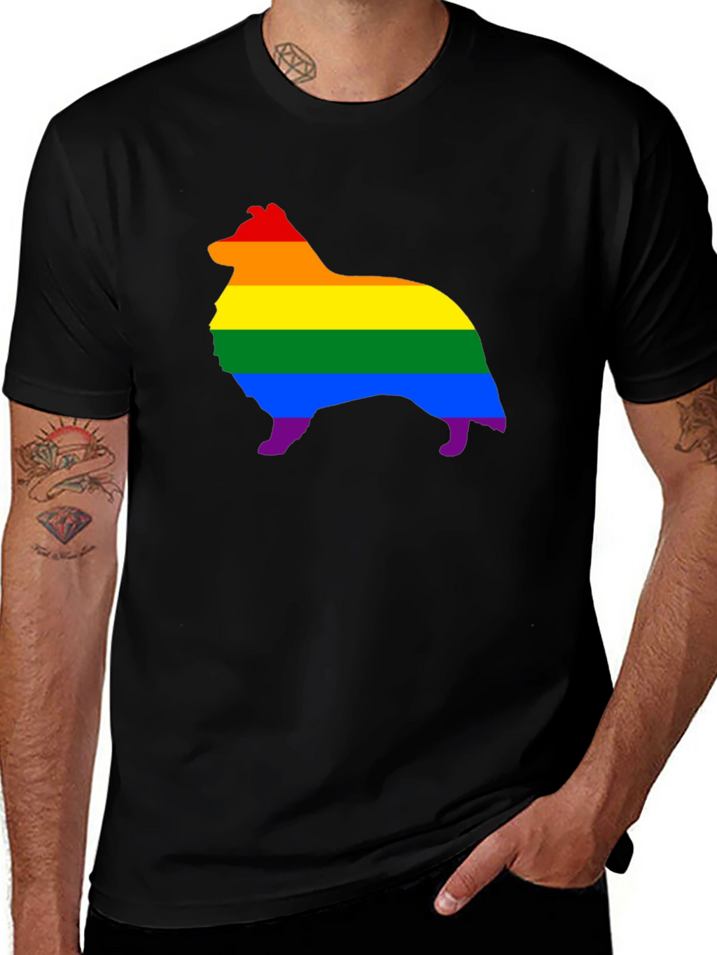 Rainbow Dog Silhouette Graphic Tee