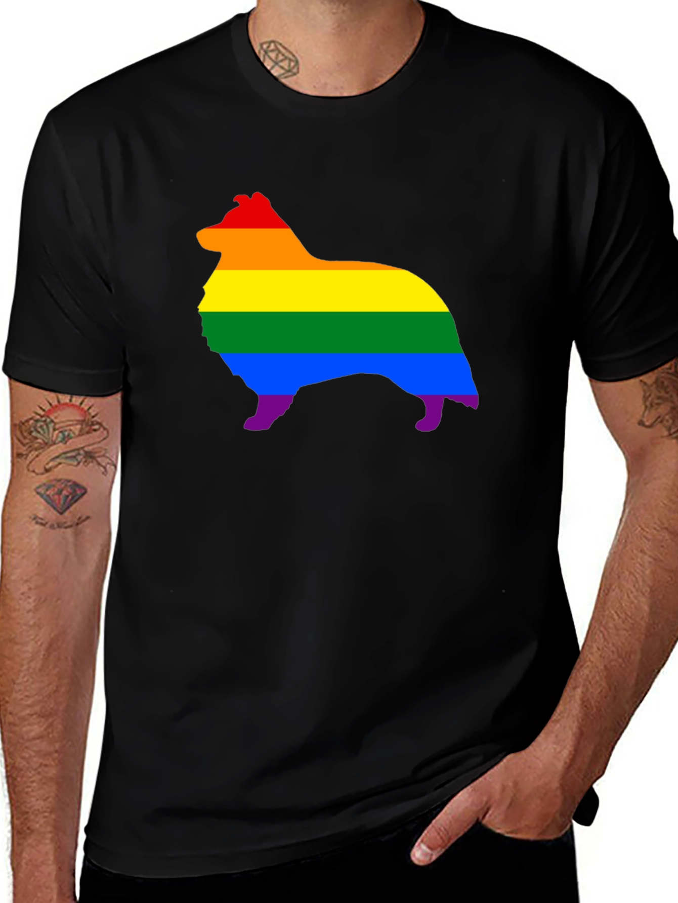 Rainbow Dog Silhouette Graphic Tee