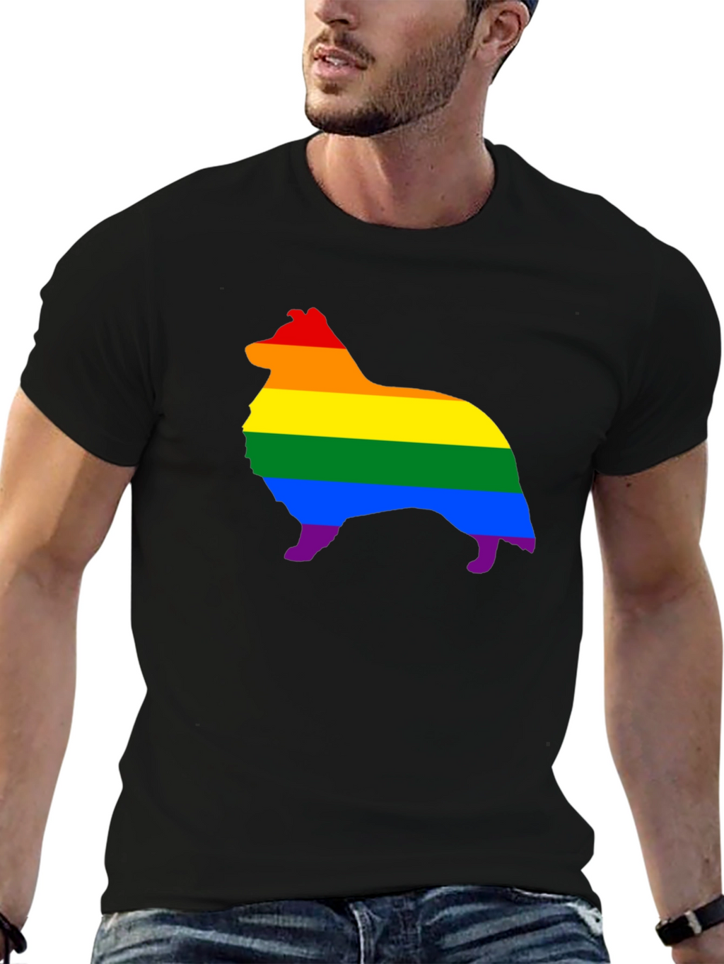 Rainbow Dog Silhouette Graphic Tee