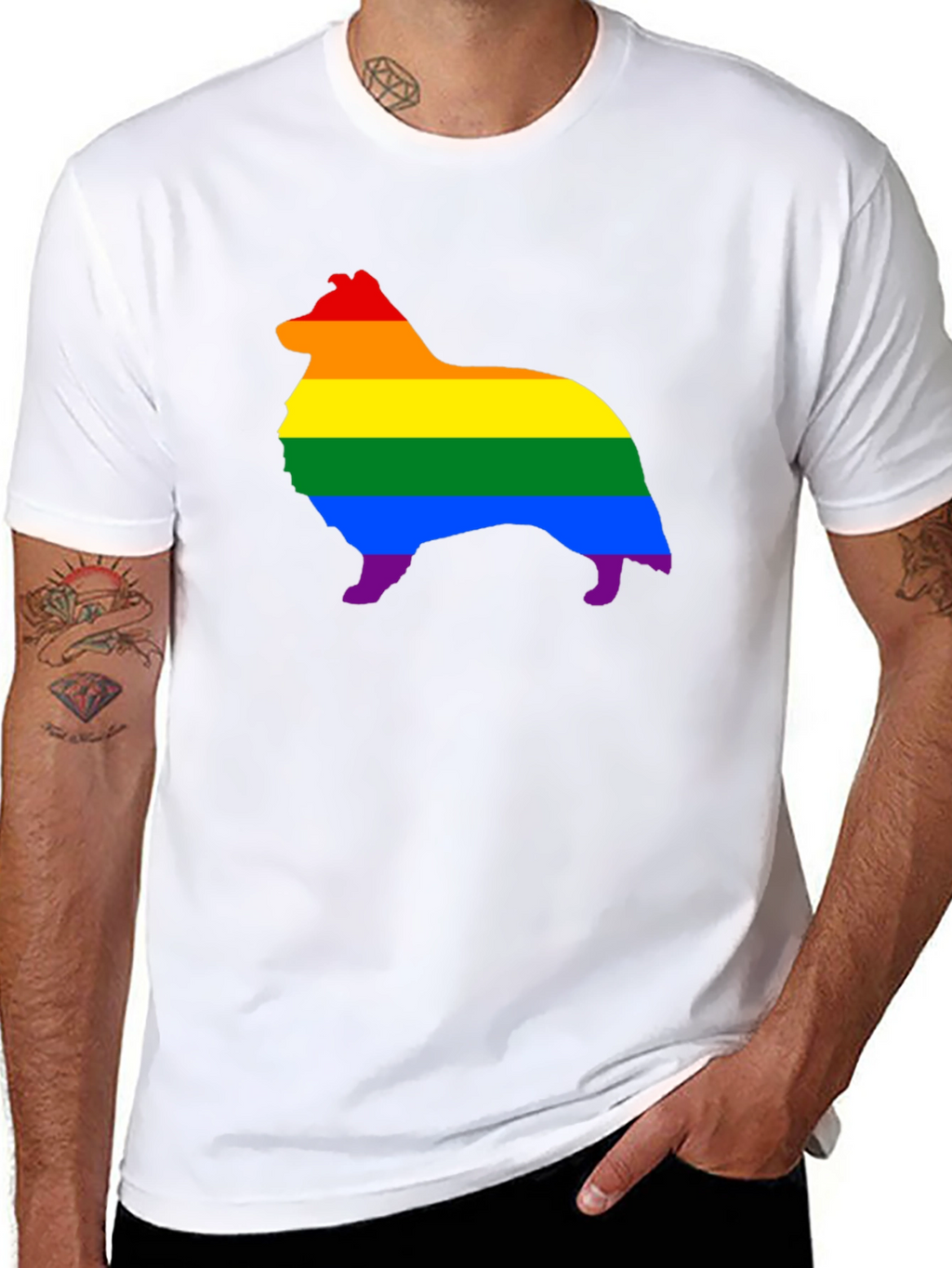 Rainbow Dog Silhouette Graphic Tee