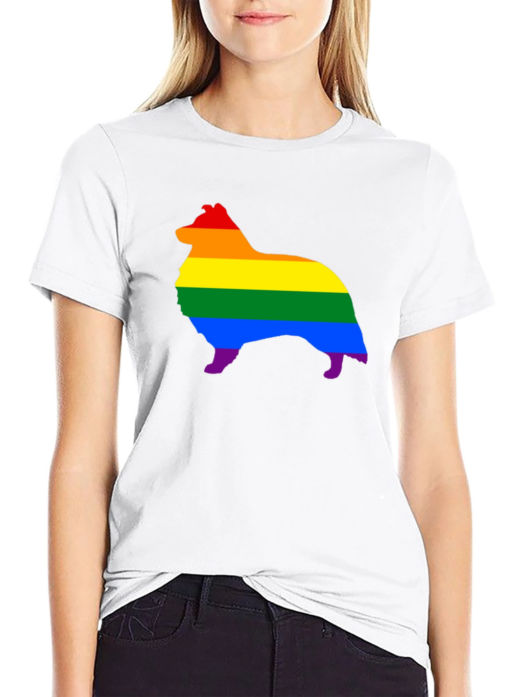 Rainbow Dog Silhouette Graphic Tee