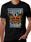 Tempus Fugit Butterfly Graphic Tee - Classic Black