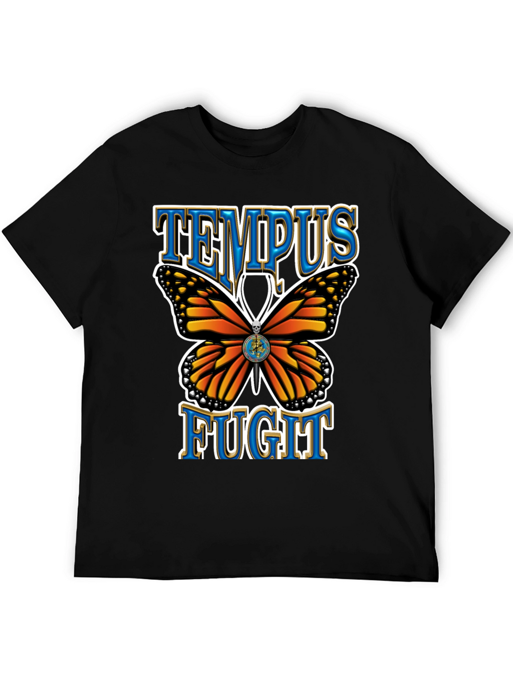 Tempus Fugit Butterfly Graphic Tee - Classic Black