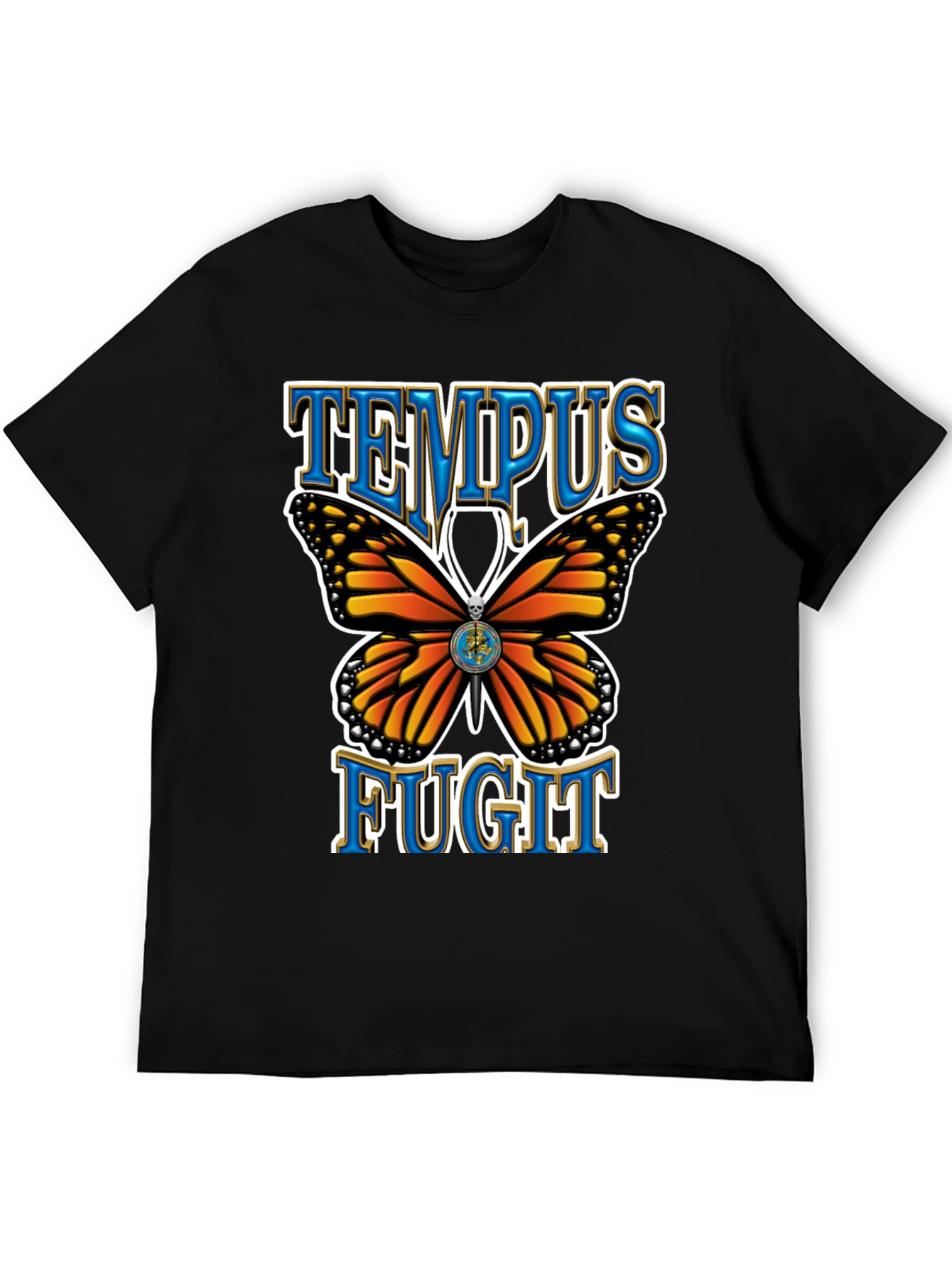 Tempus Fugit Butterfly Graphic Tee - Classic Black