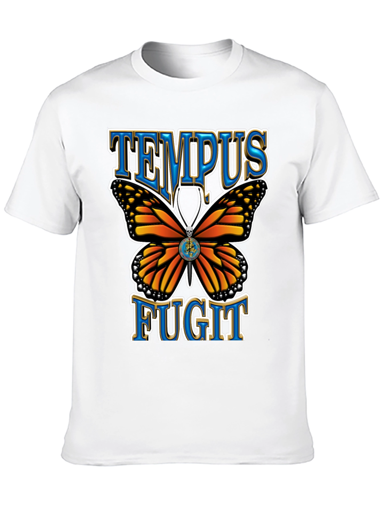 Tempus Fugit Butterfly Graphic Tee - Classic Black