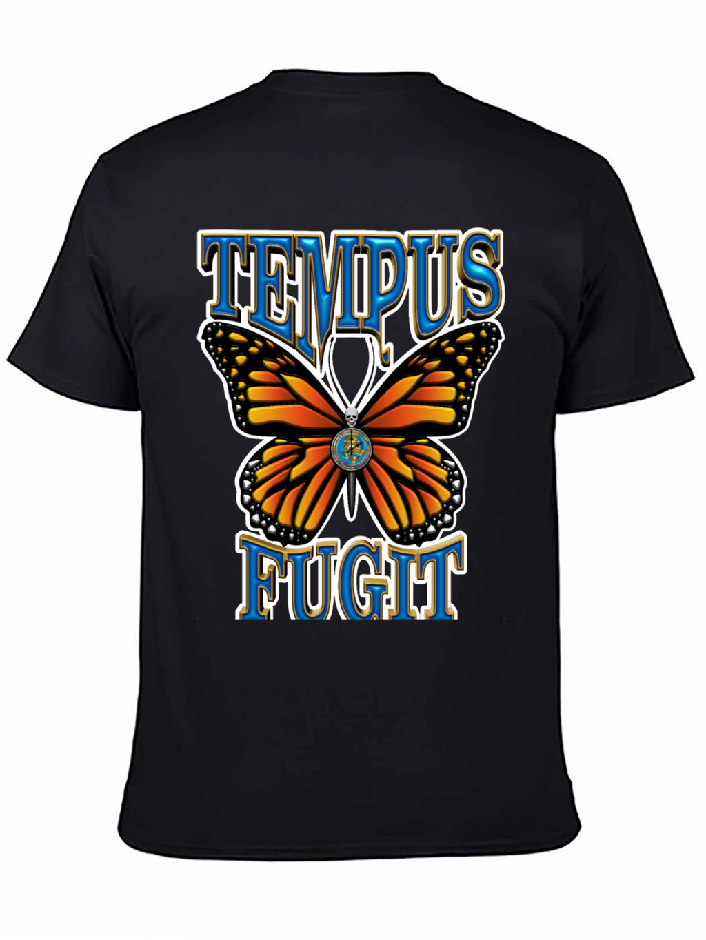 Tempus Fugit Butterfly Graphic Tee - Classic Black