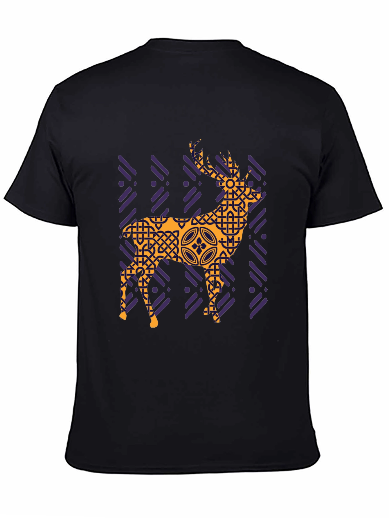 Geometric Deer Graphic Tee - Black