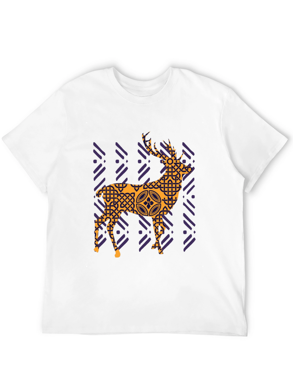 Geometric Deer Graphic Tee - Black